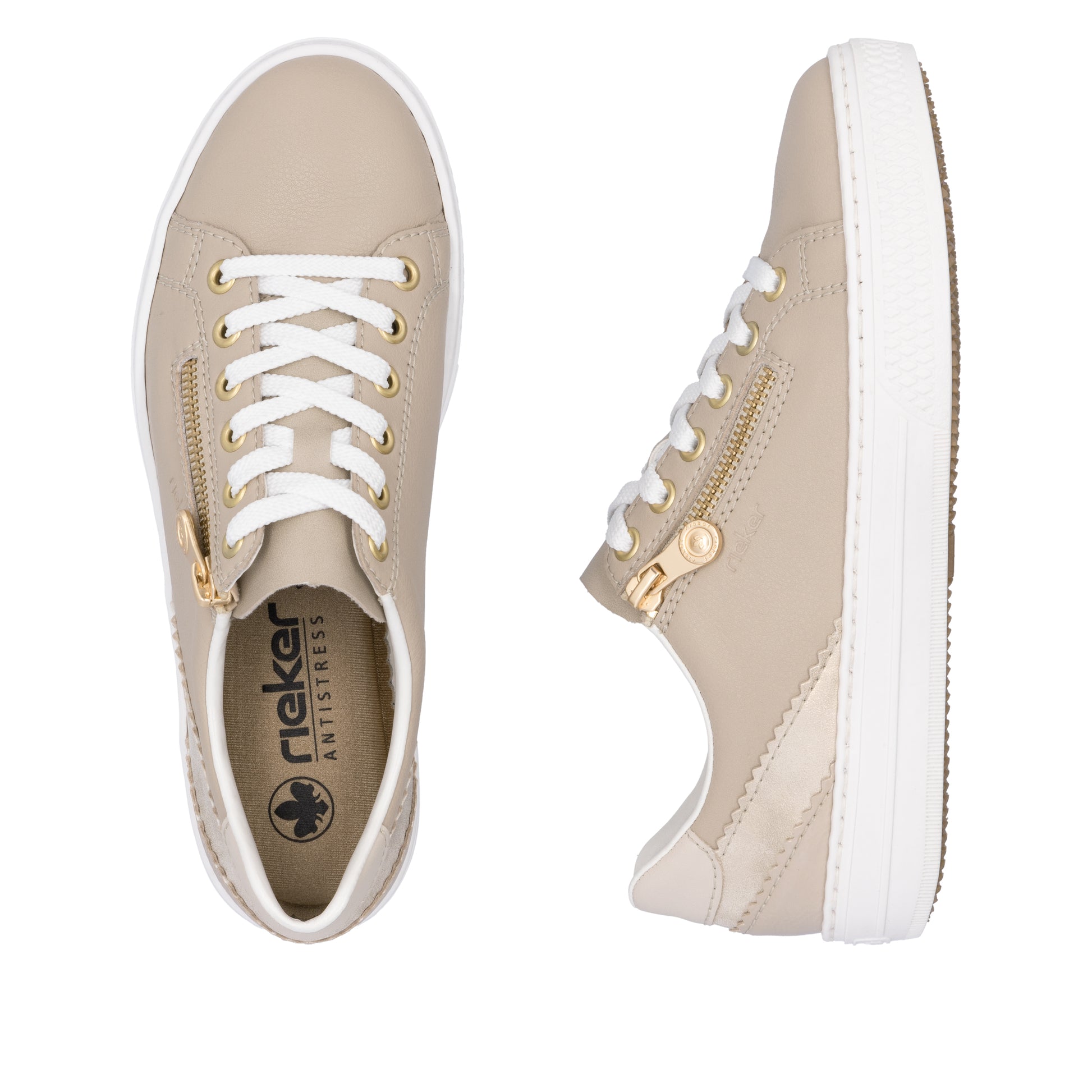Beige Zip Shoes for Women | Rieker L5900-62