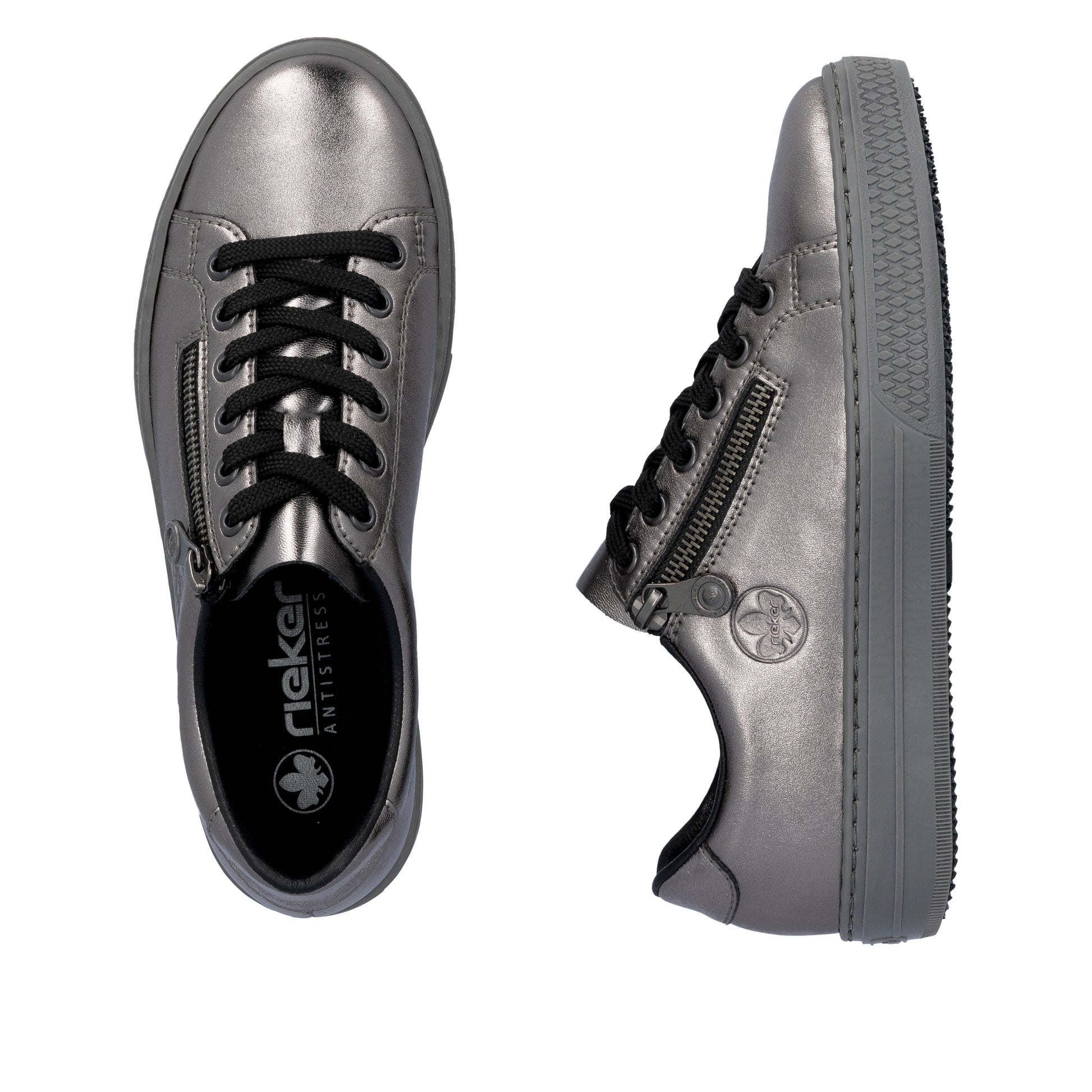 Silver/Platinum Zip Shoes for Women | Rieker L59L1-90