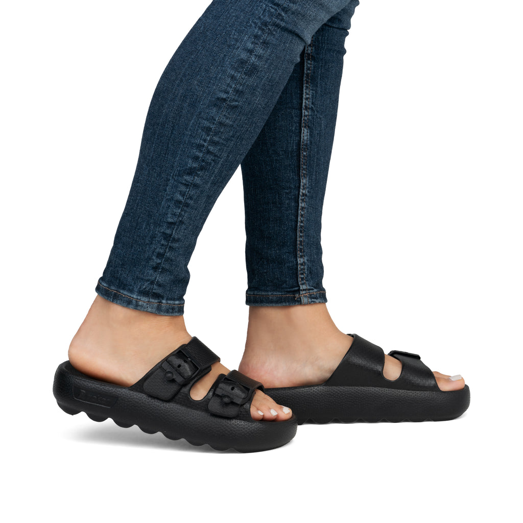 Black Buckle Sandals for Women | Rieker P2450-00
