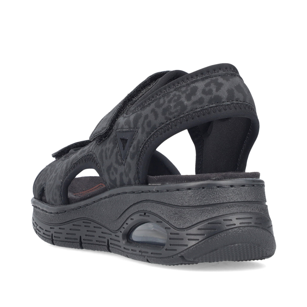 Black Hook & Loop Sandals for Women | Rieker 67666-00