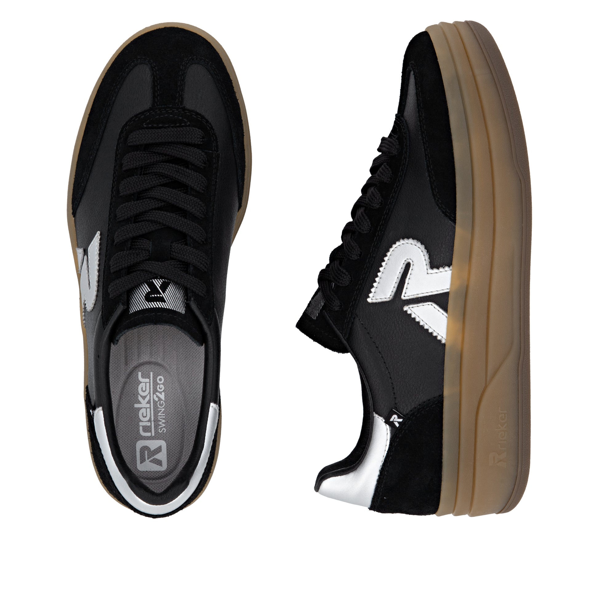 Black Elasticated Shoes for Women | Rieker W3700-00