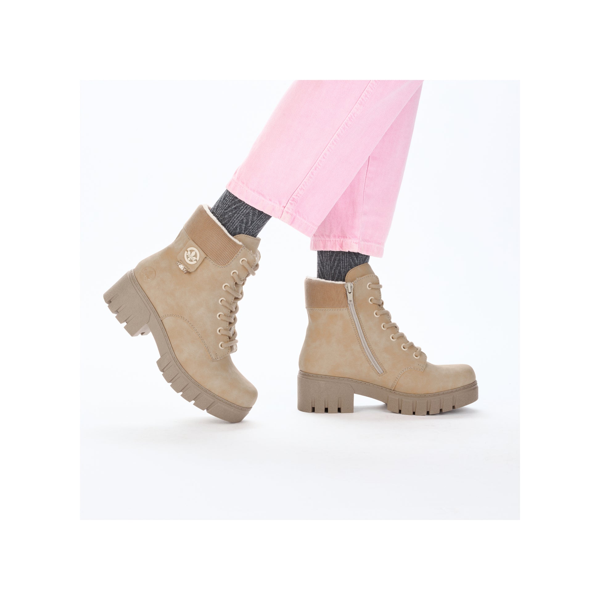 Beige Zip Boots for Women | Rieker 74532-60