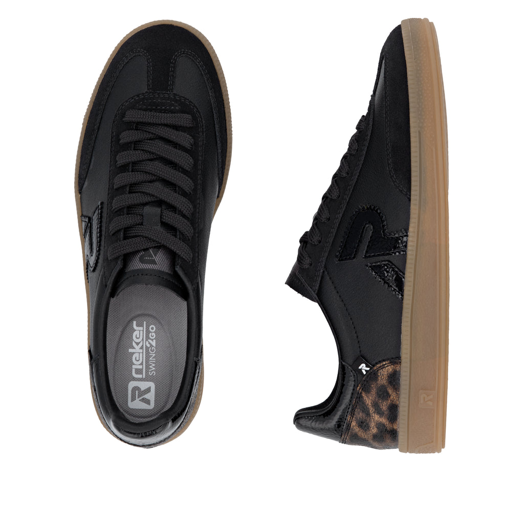 Black Elasticated Shoes for Women | Rieker W2200-03