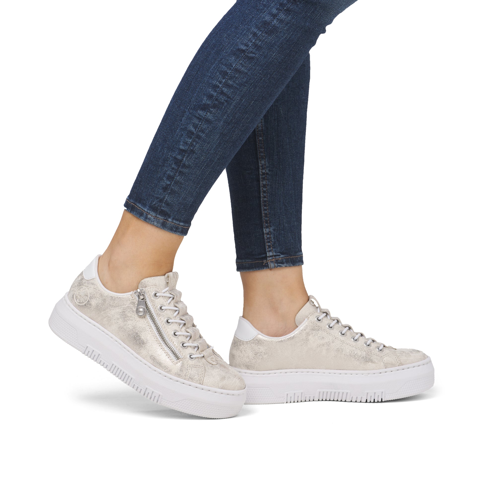 Beige Zip Shoes for Women | Rieker M1953-60