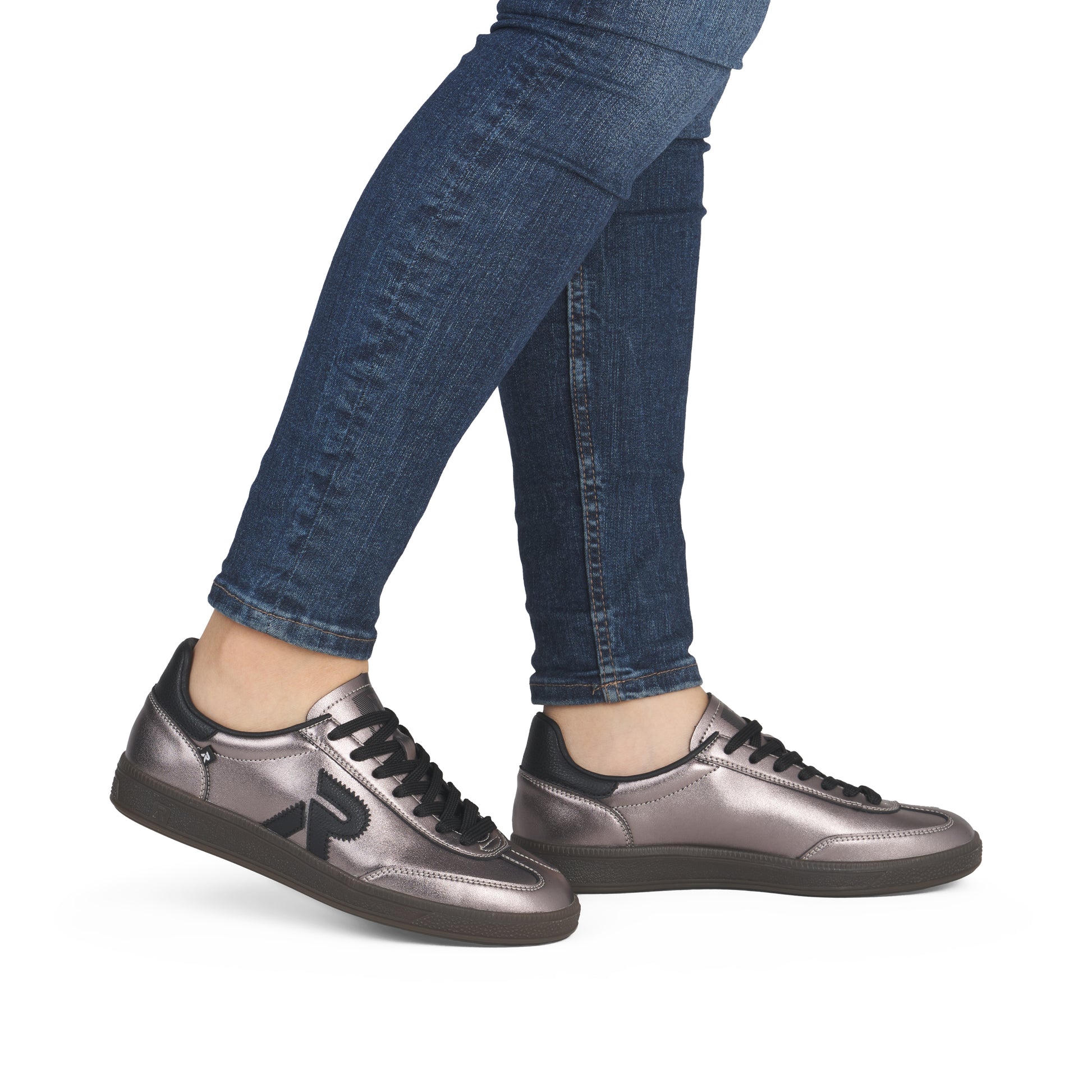 Silver/Platinum Elasticated Shoes for Women | Rieker W2200-91