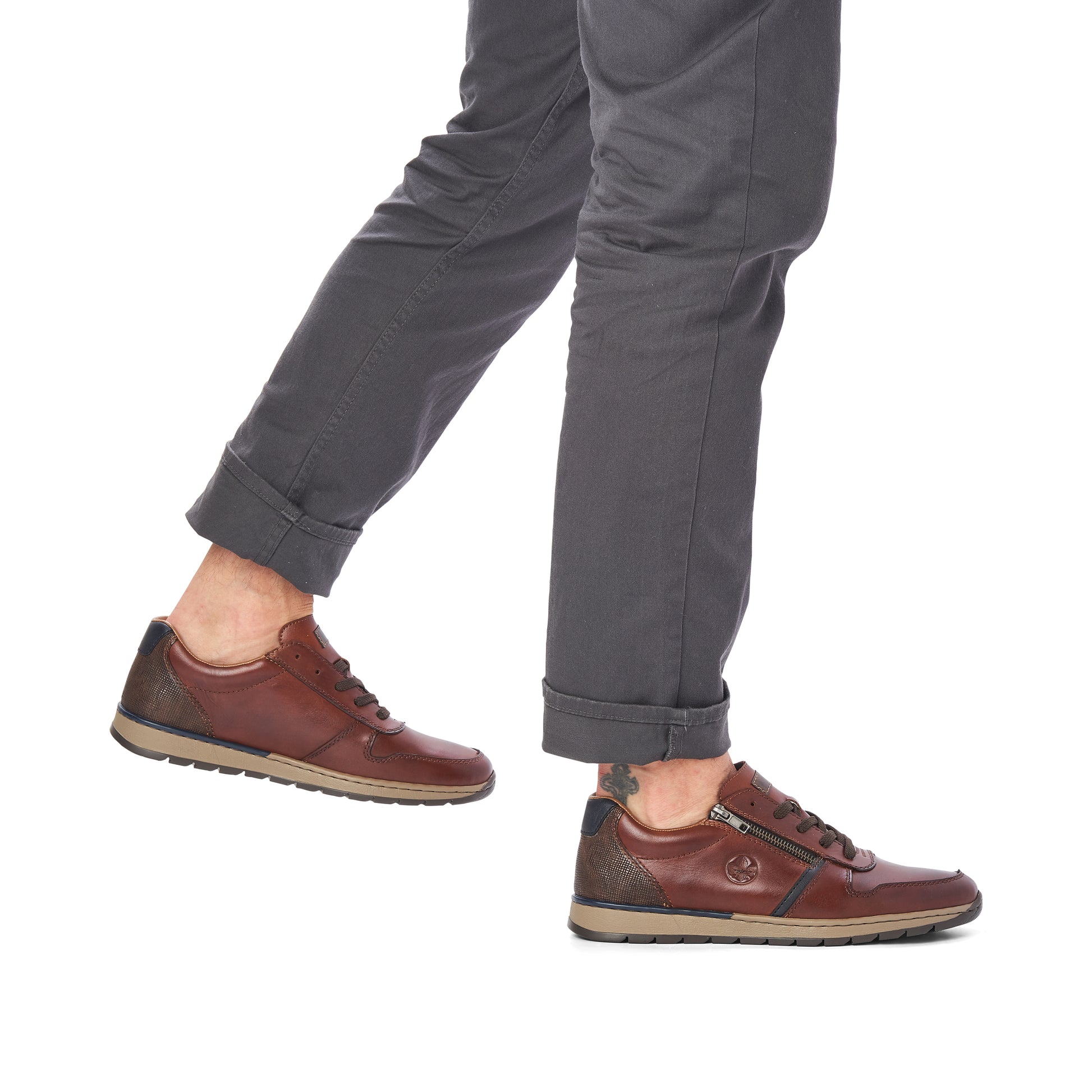 Brown Zip Shoes for Men | Rieker B2112-25