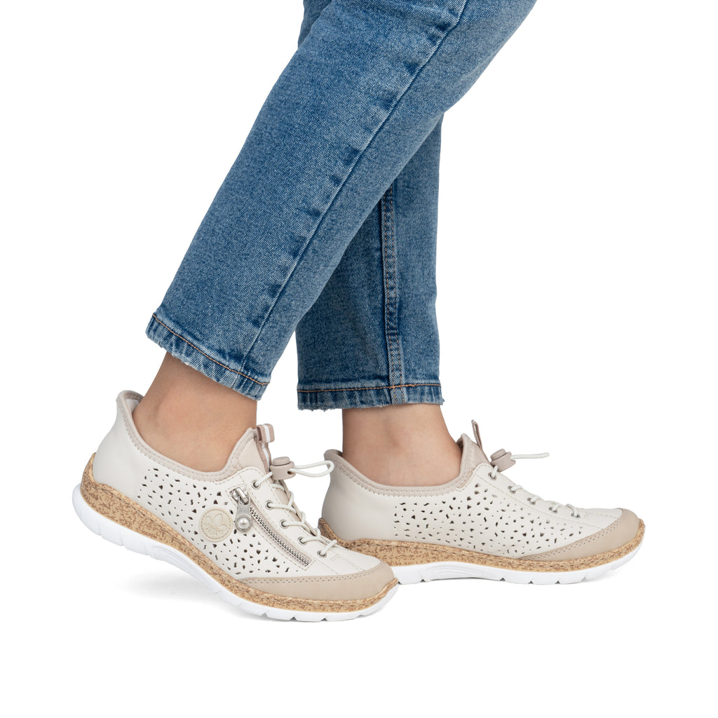 Beige Elasticated Shoes for Women | Rieker N42V3-60