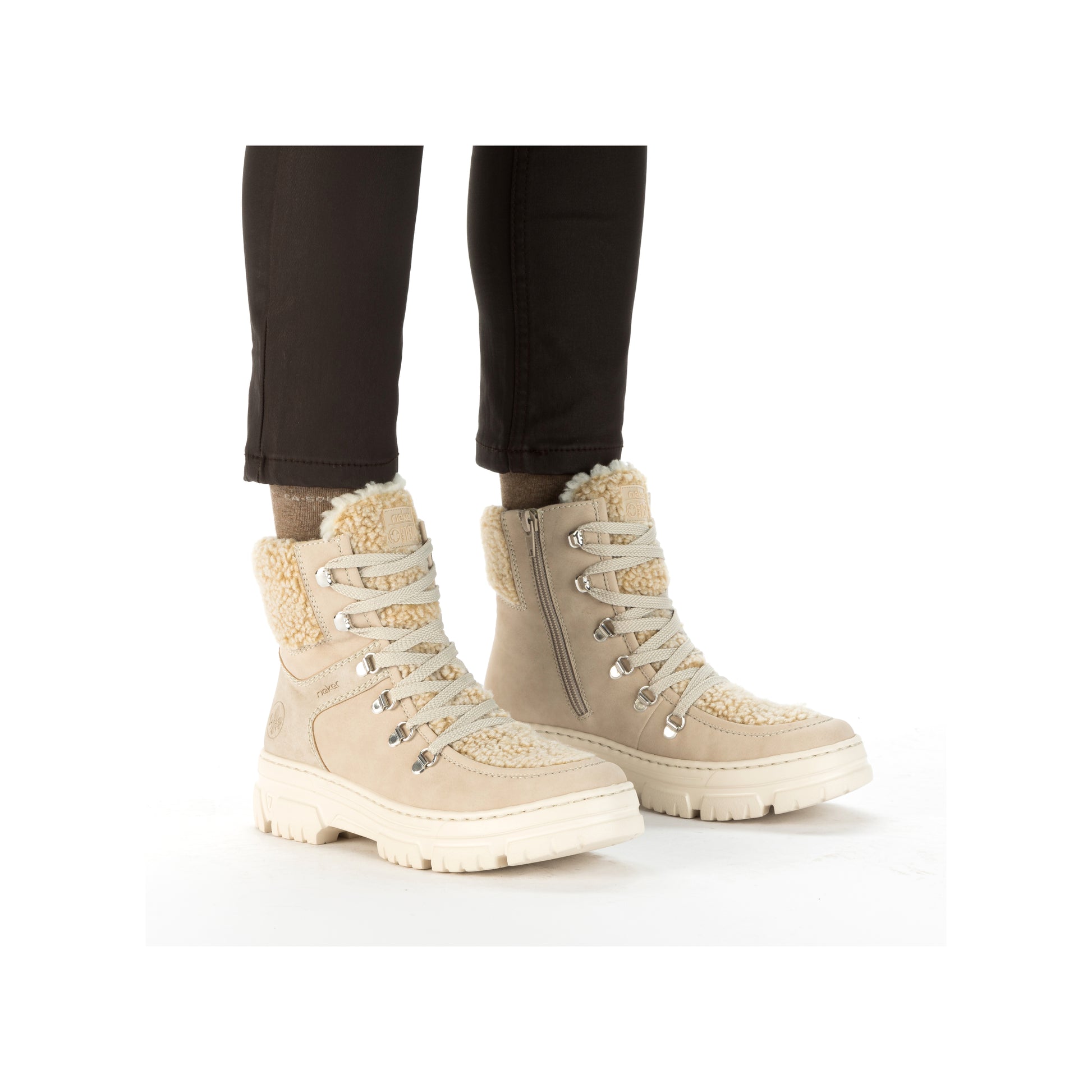 Beige Zip Boots for Women | Rieker Z7430-62