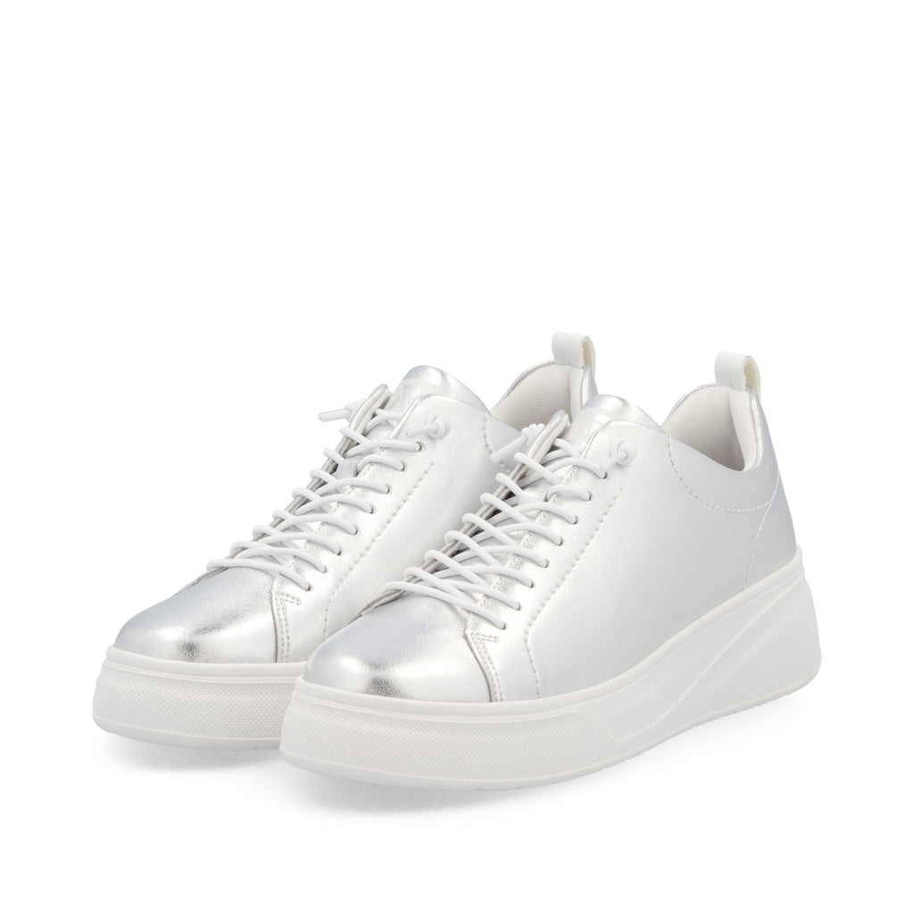 Silver/Platinum Elasticated Shoes for Women | Rieker W2301-90
