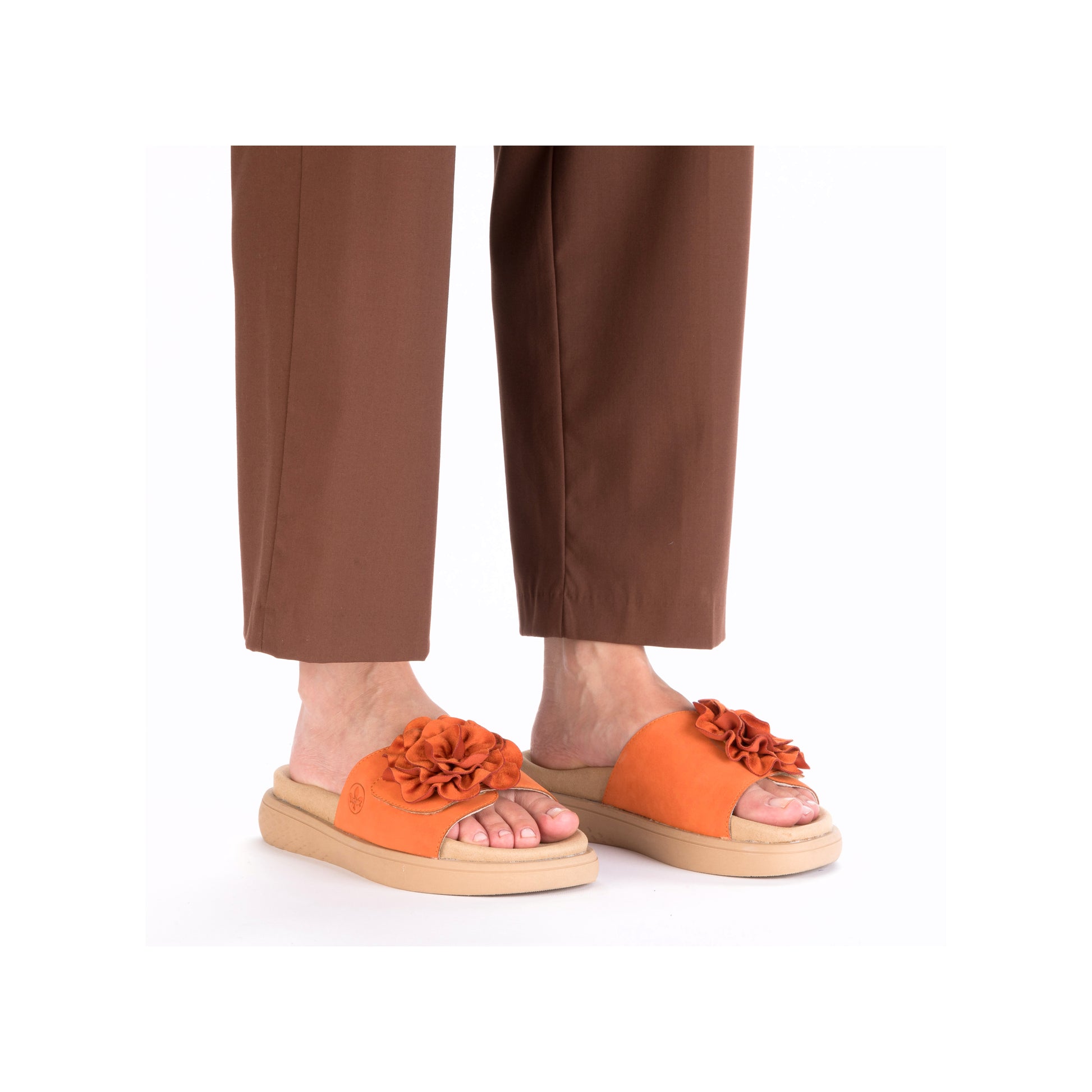Orange Hook & Loop Sandals for Women | Rieker V1562-38