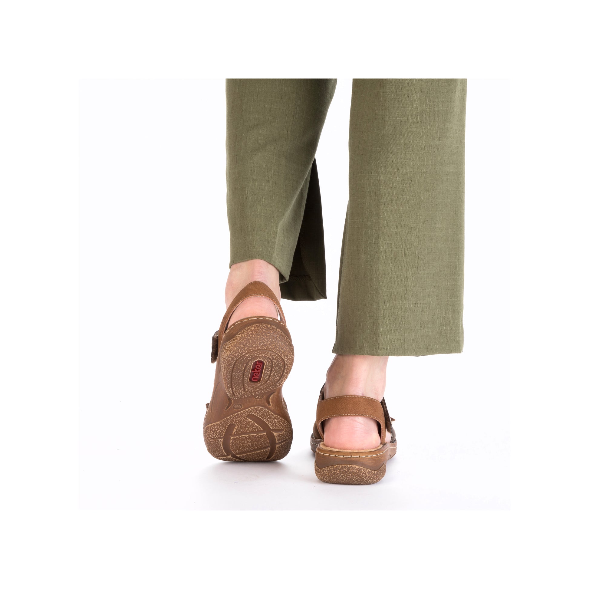 Brown Hook & Loop Sandals for Women | Rieker V2860-24