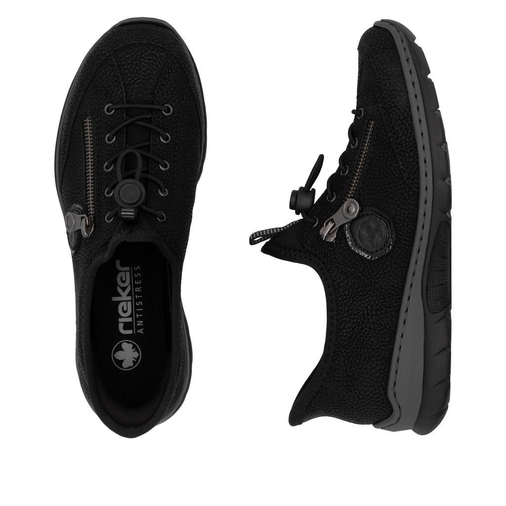 Black Elasticated Shoes for Women | Rieker L32F1-00