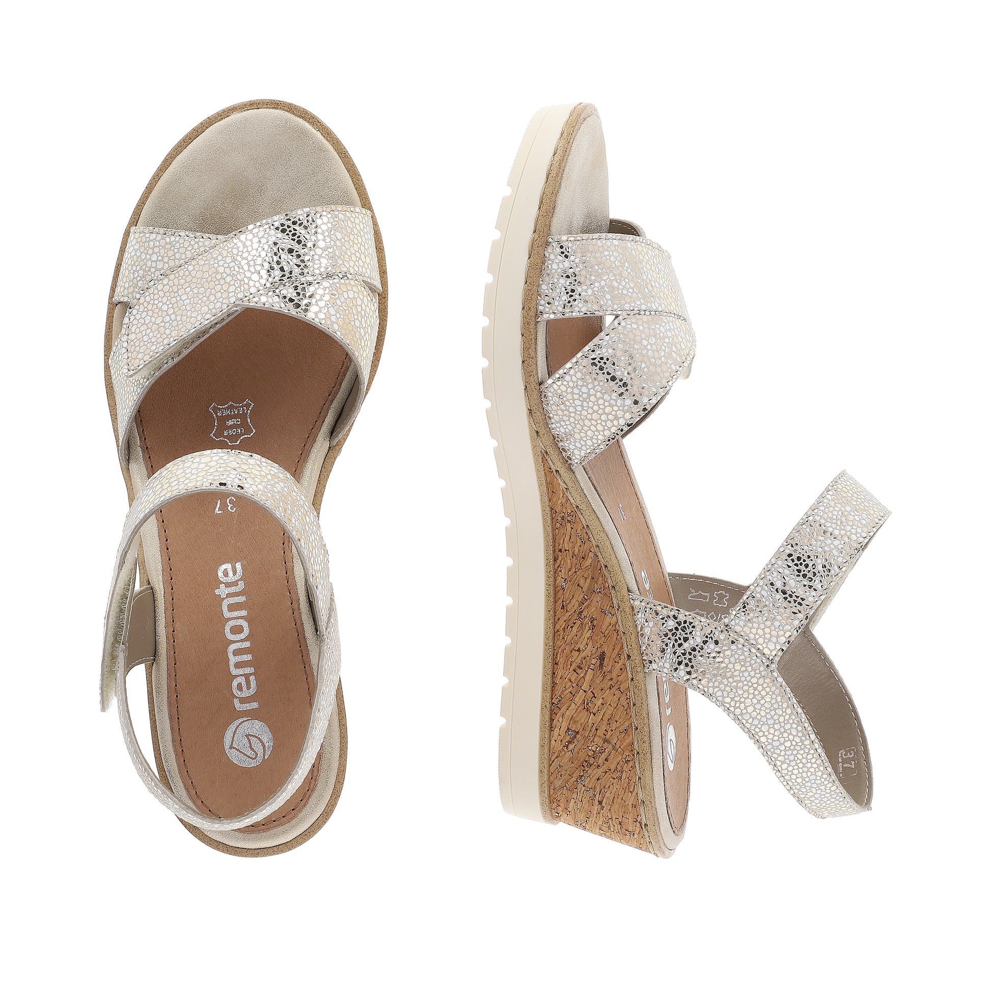 Gold Hook & Loop Sandals for Women | Remonte R6252-91