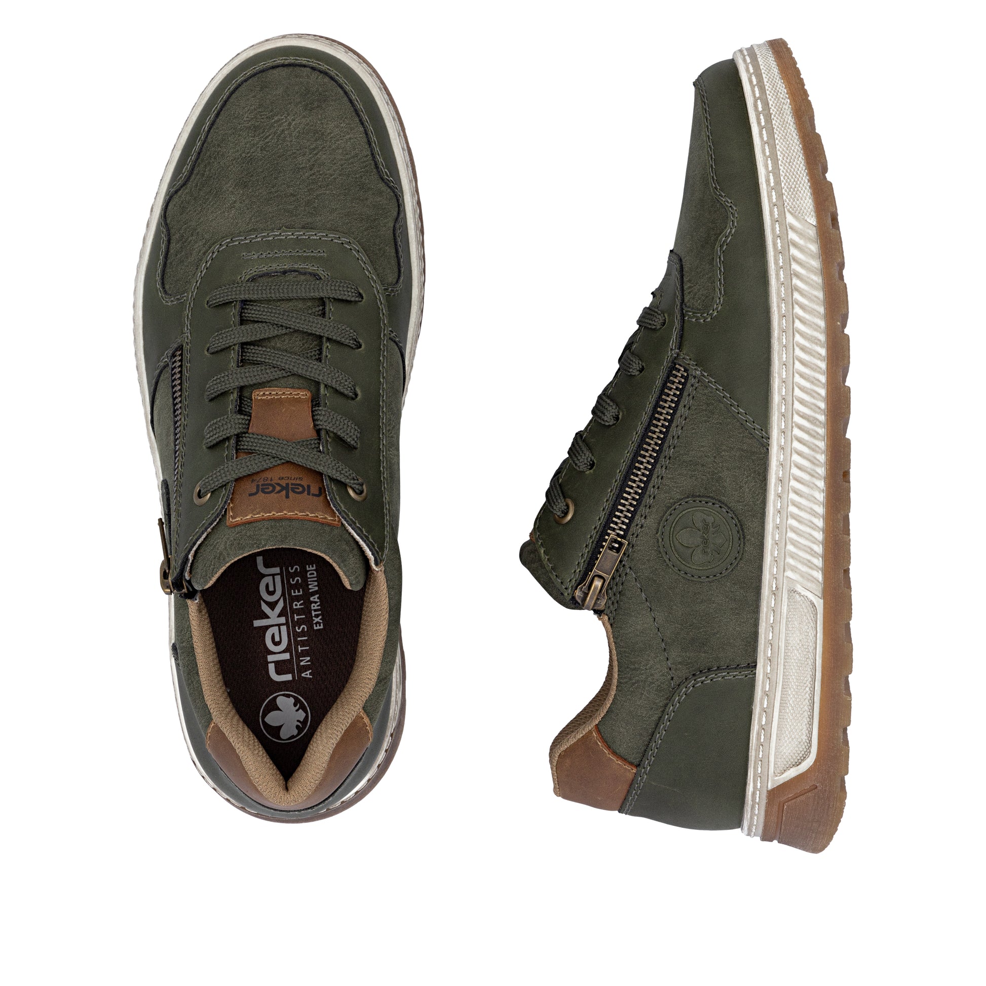 Green Zip Shoes for Men | Rieker 37029-52