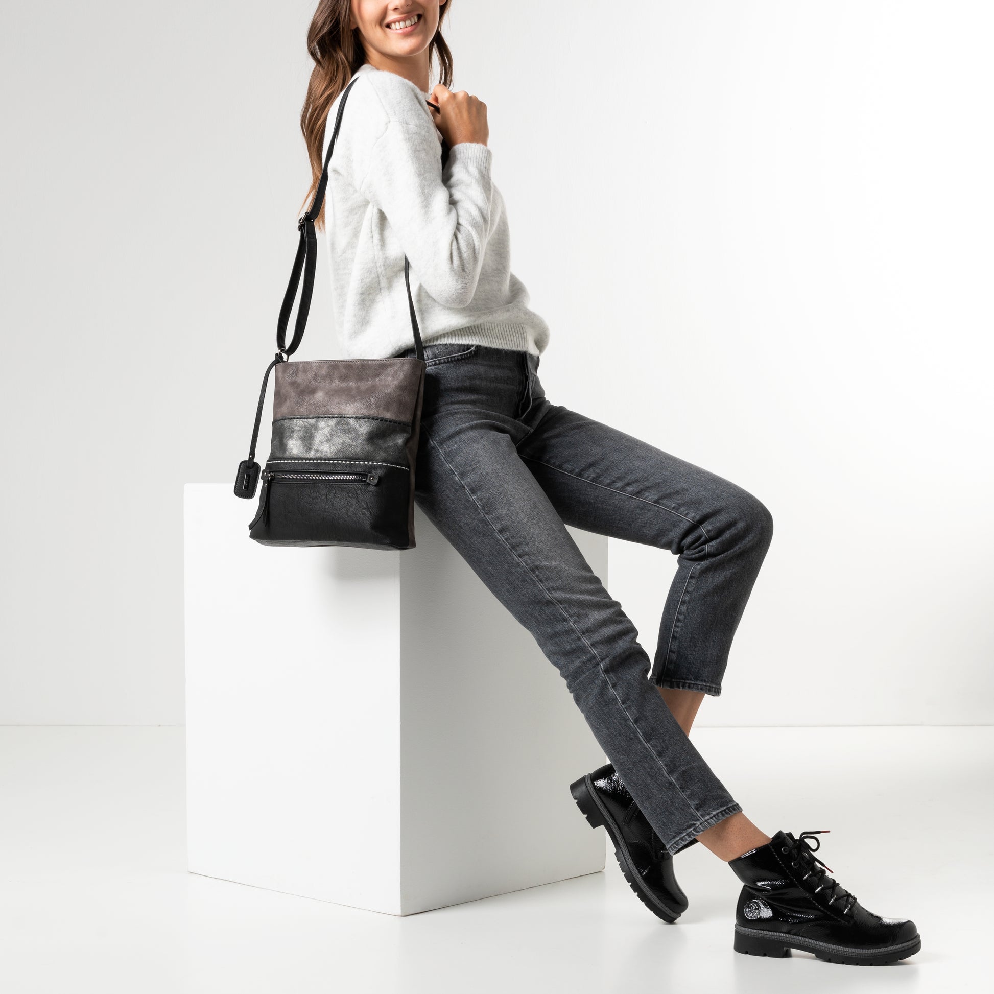 Grey Zip Bags for Women | Rieker H1301-45
