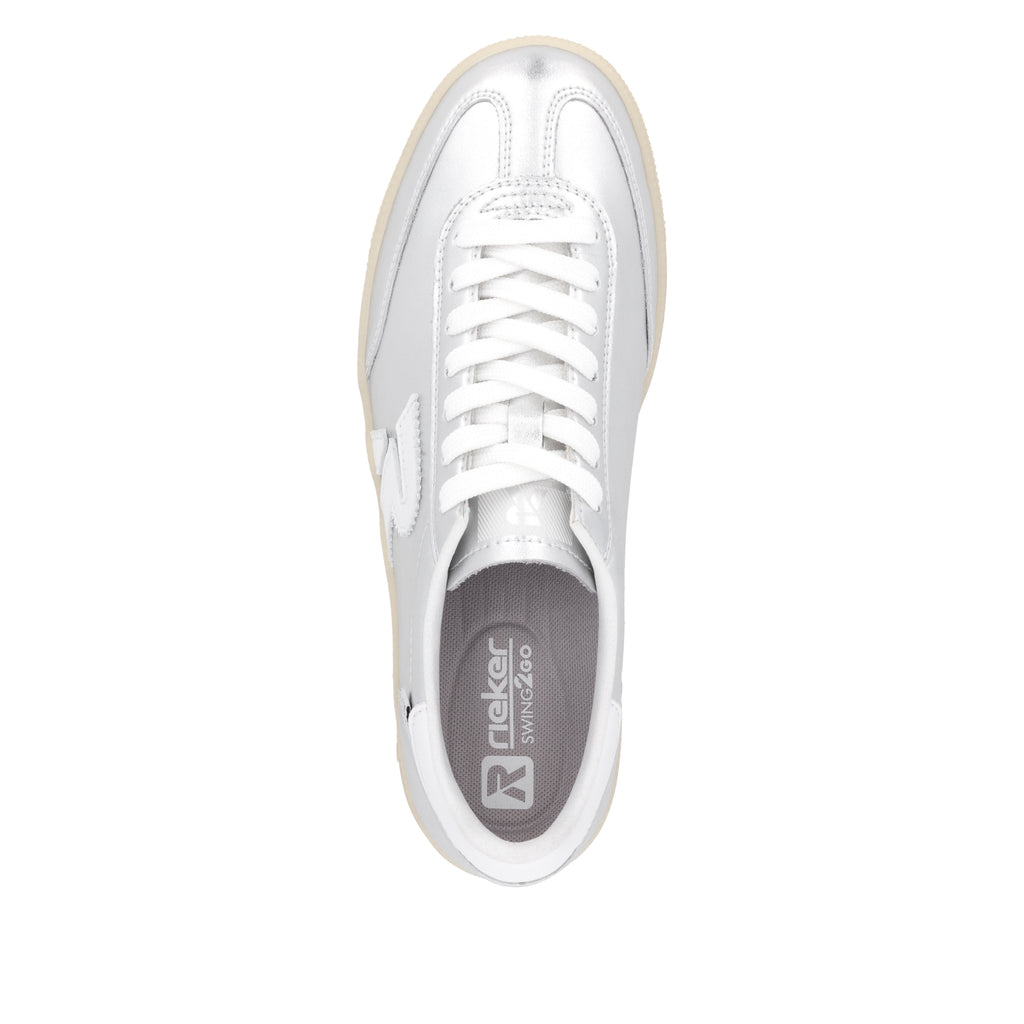 Silver/Platinum Elasticated Shoes for Women | Rieker W2200-90