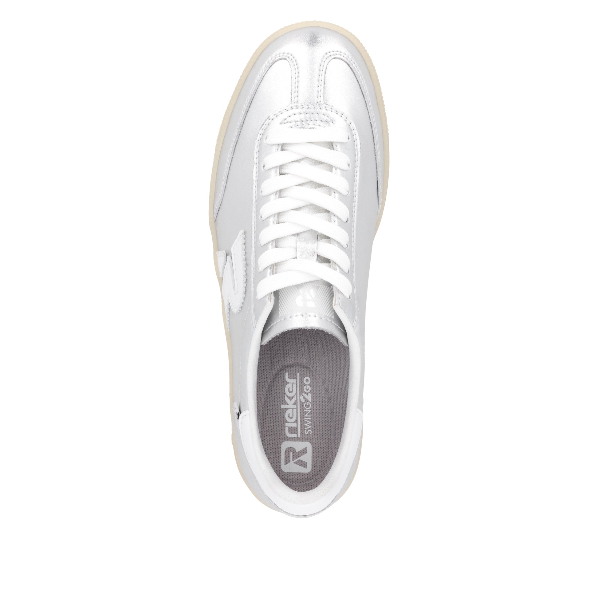 Silver/Platinum Elasticated Shoes for Women | Rieker W2200-90