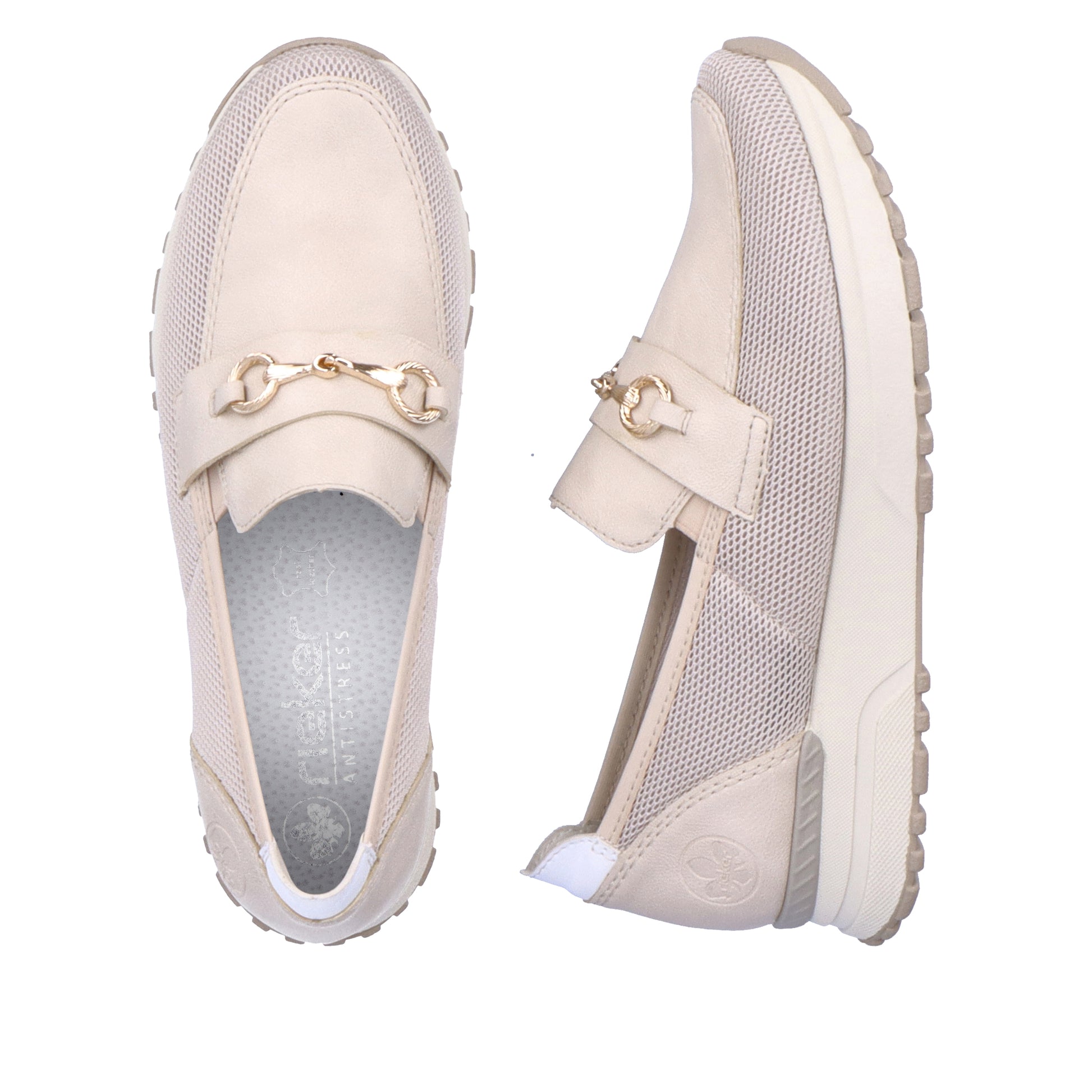 Beige Elasticated Shoes for Women | Rieker N7455-60