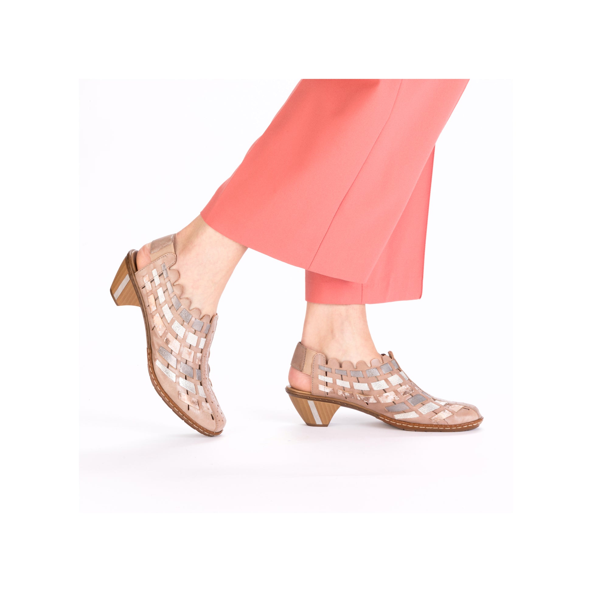 Beige Elasticated Shoes for Women | Rieker 46778-64