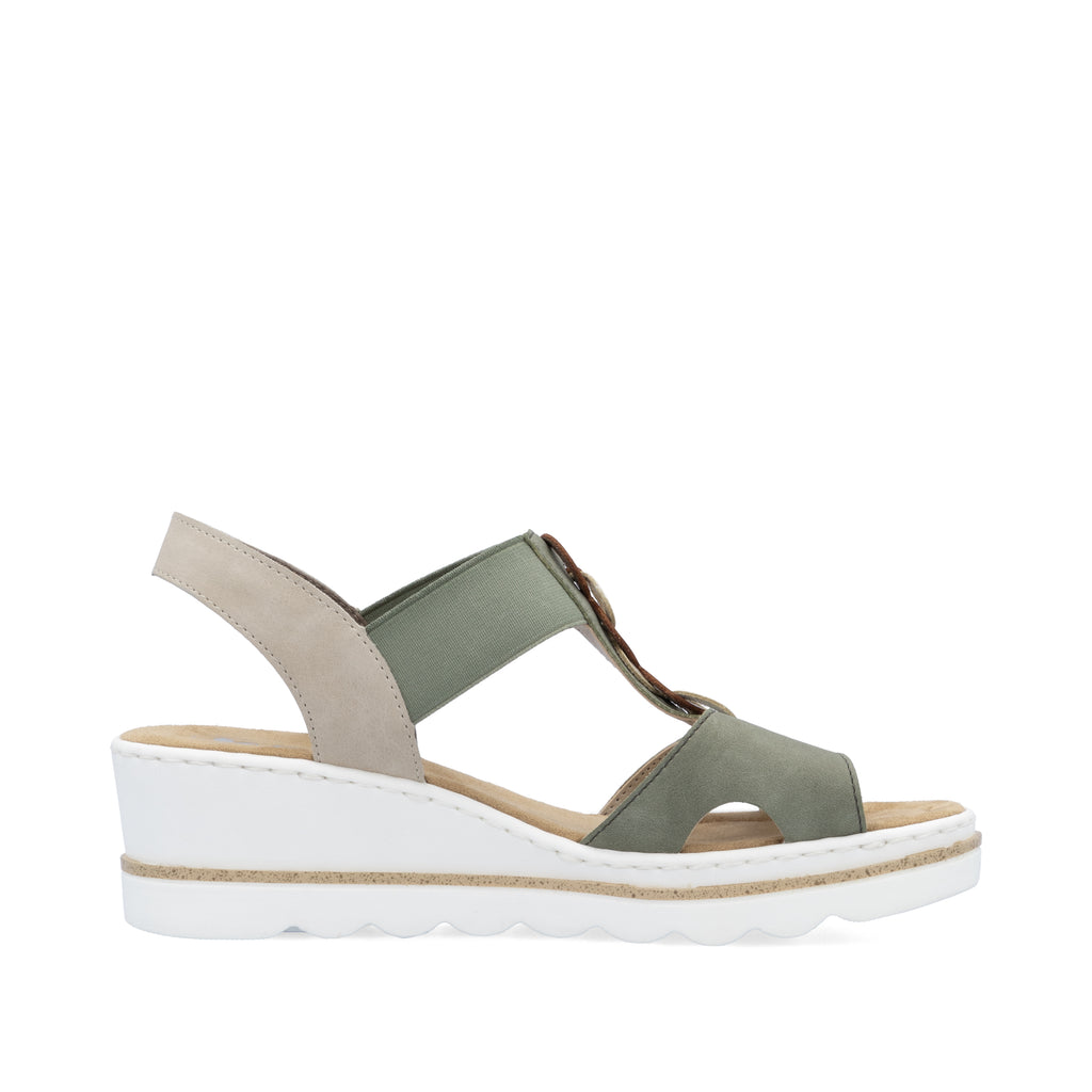 Green Elasticated Sandals for Women | Rieker 67498-52