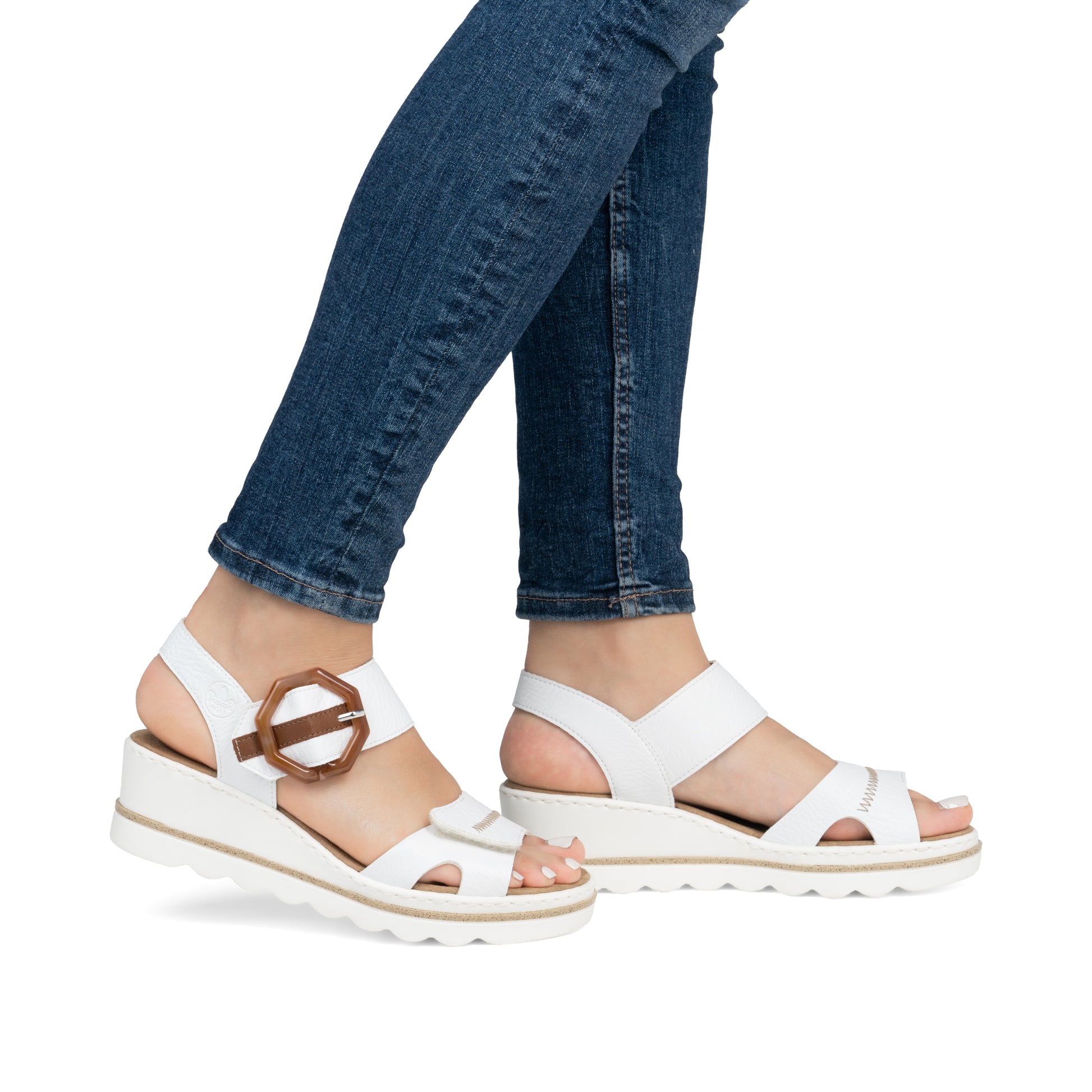 White Hook & Loop Sandals for Women | Rieker 67476-83