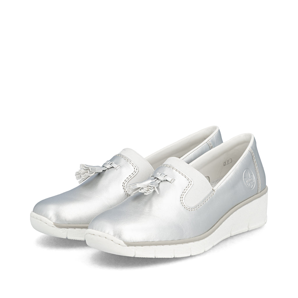 Silver/Platinum Elasticated Shoes for Women | Rieker 53751-90