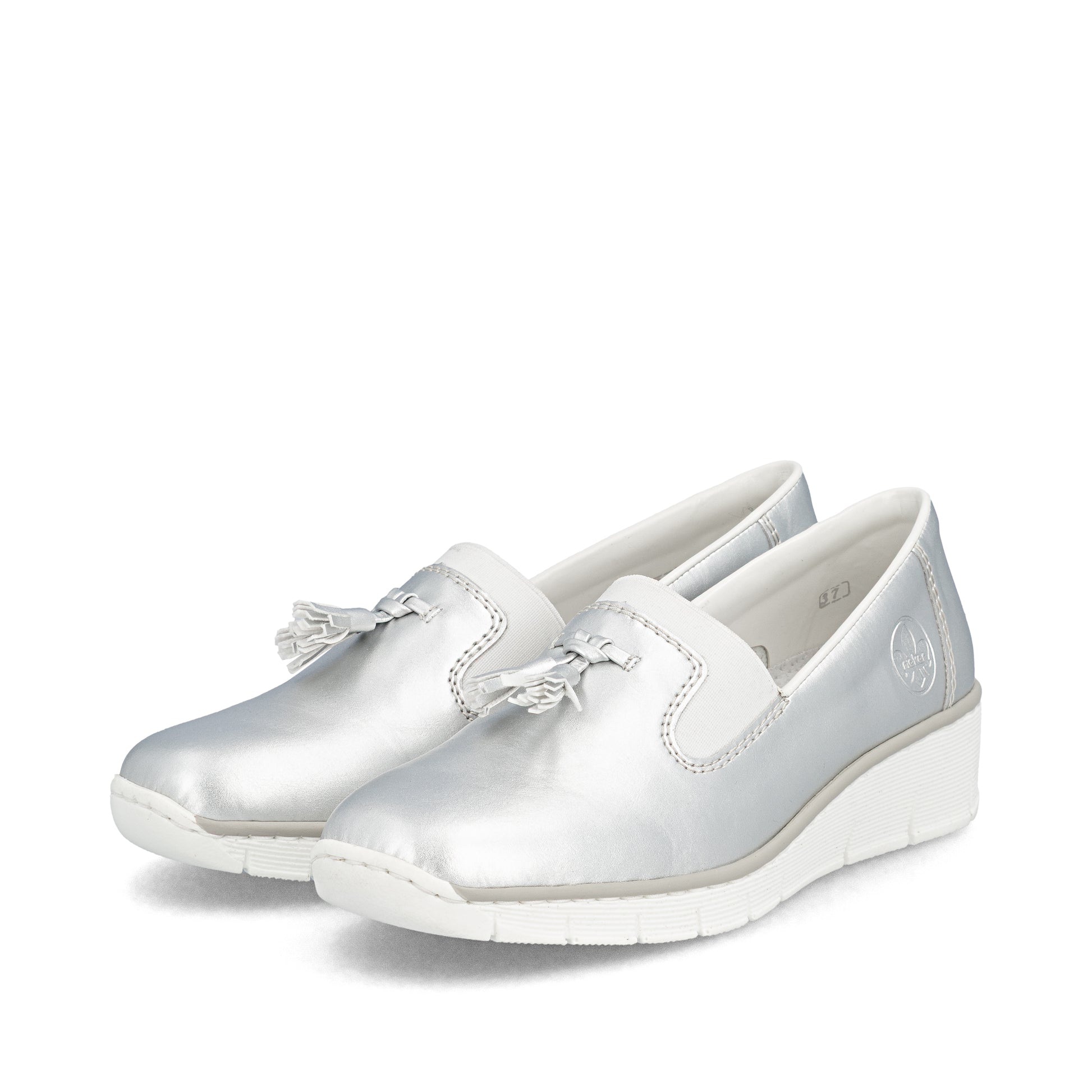 Silver/Platinum Elasticated Shoes for Women | Rieker 53751-90