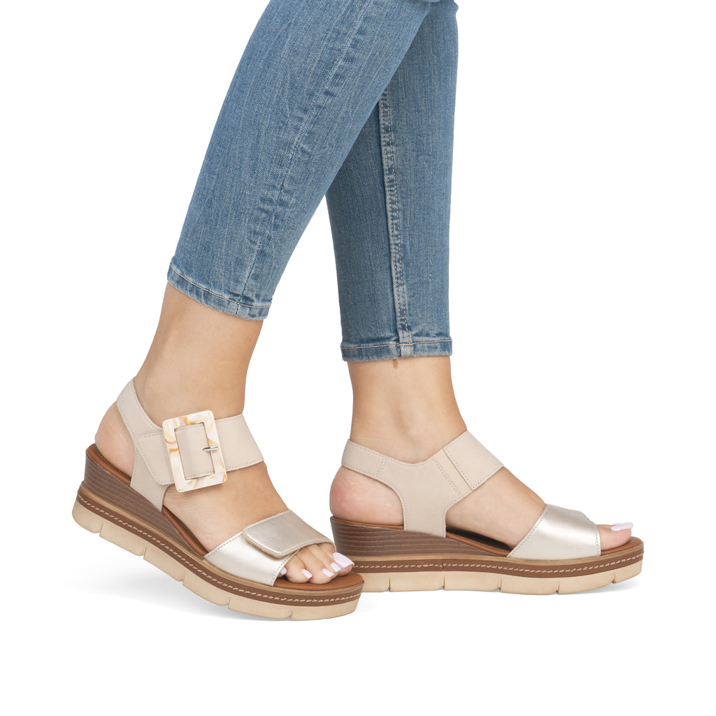 Beige Hook & Loop Sandals for Women | Remonte D2L53-60