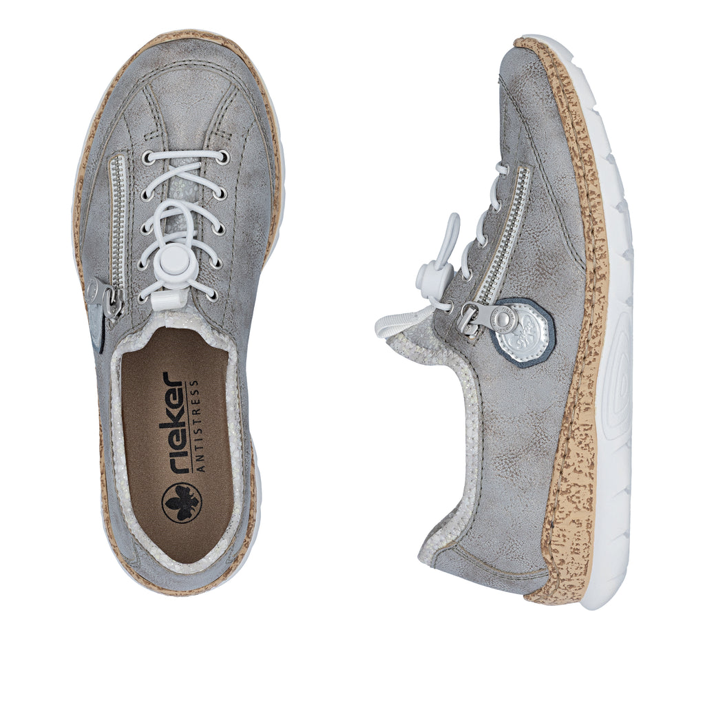 Grey Elasticated Shoes for Women | Rieker N4263-40
