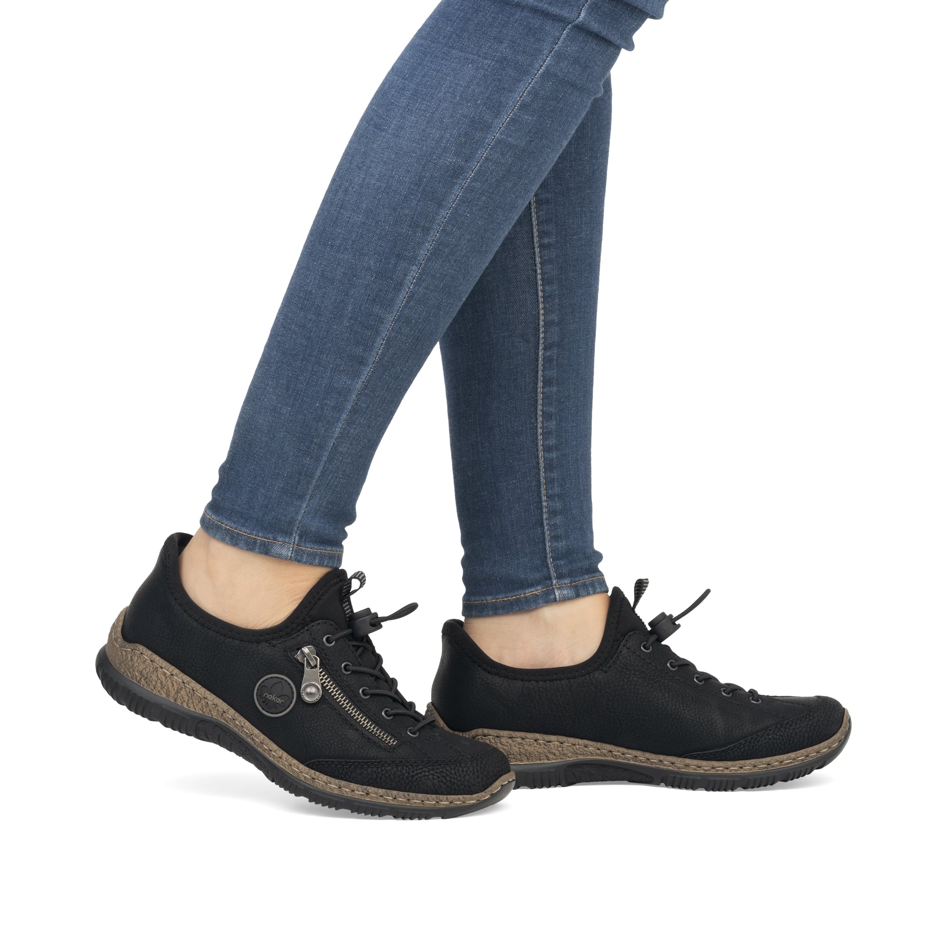 Black Elasticated Shoes for Women | Rieker N3267-01