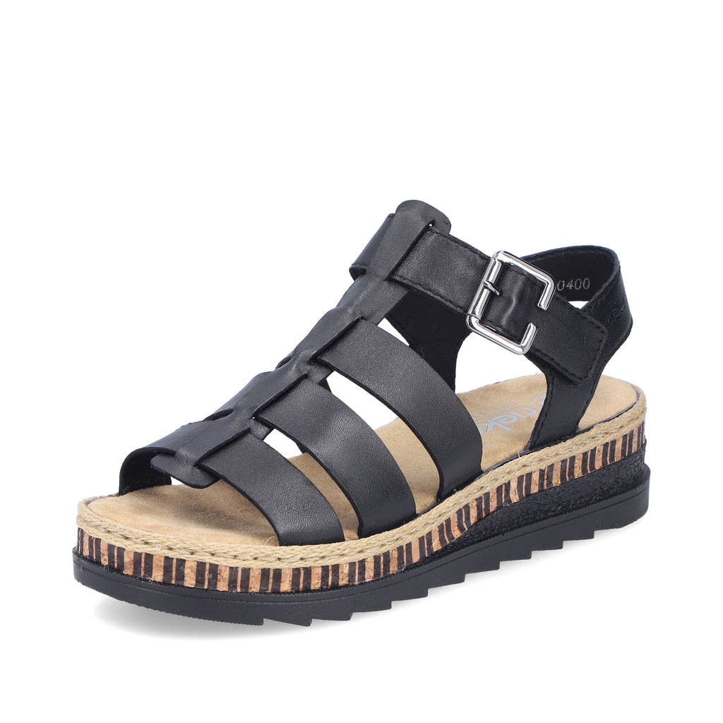 Black Hook & Loop Sandals for Women | Rieker V7904-00