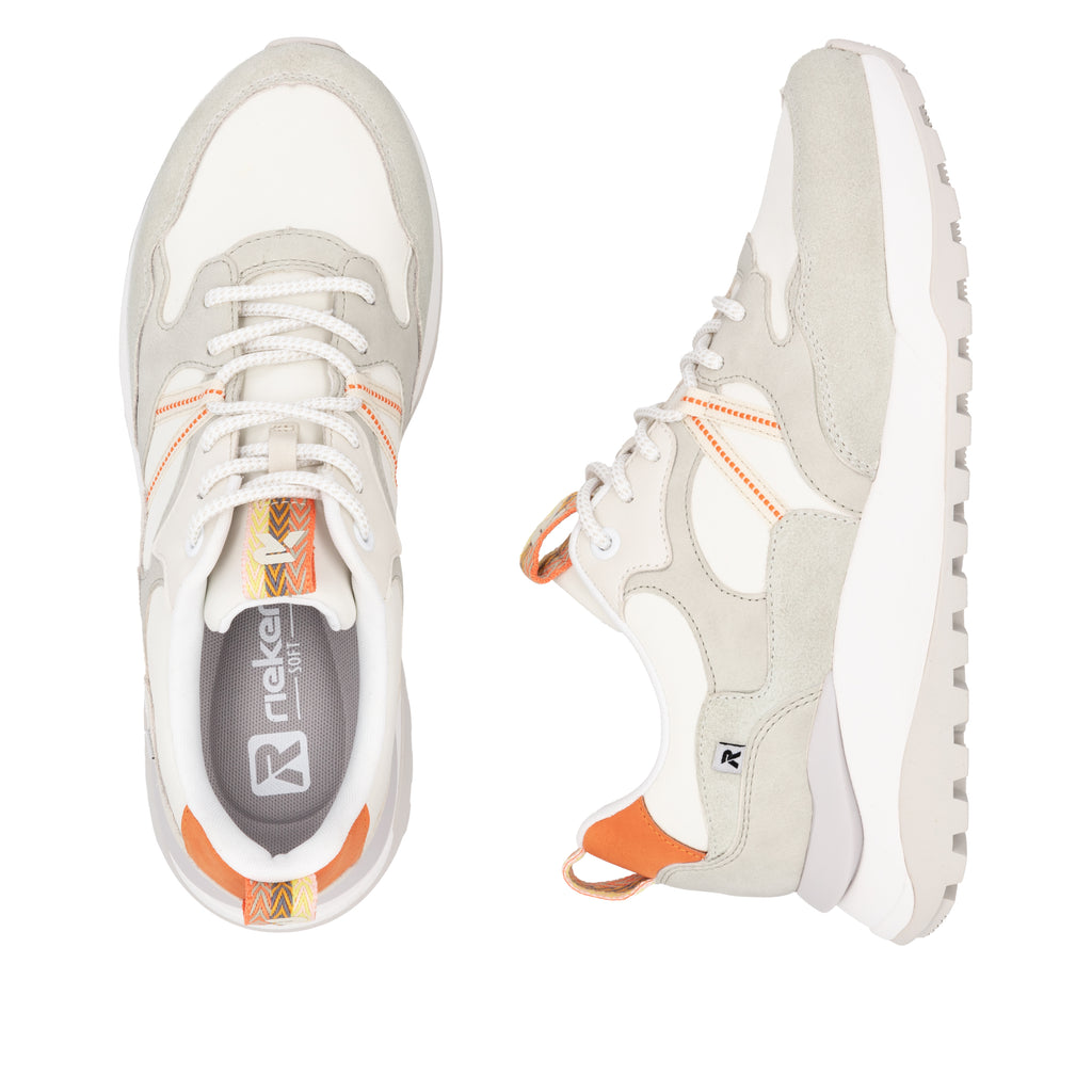 White Elasticated Shoes for Women | Rieker W2501-80