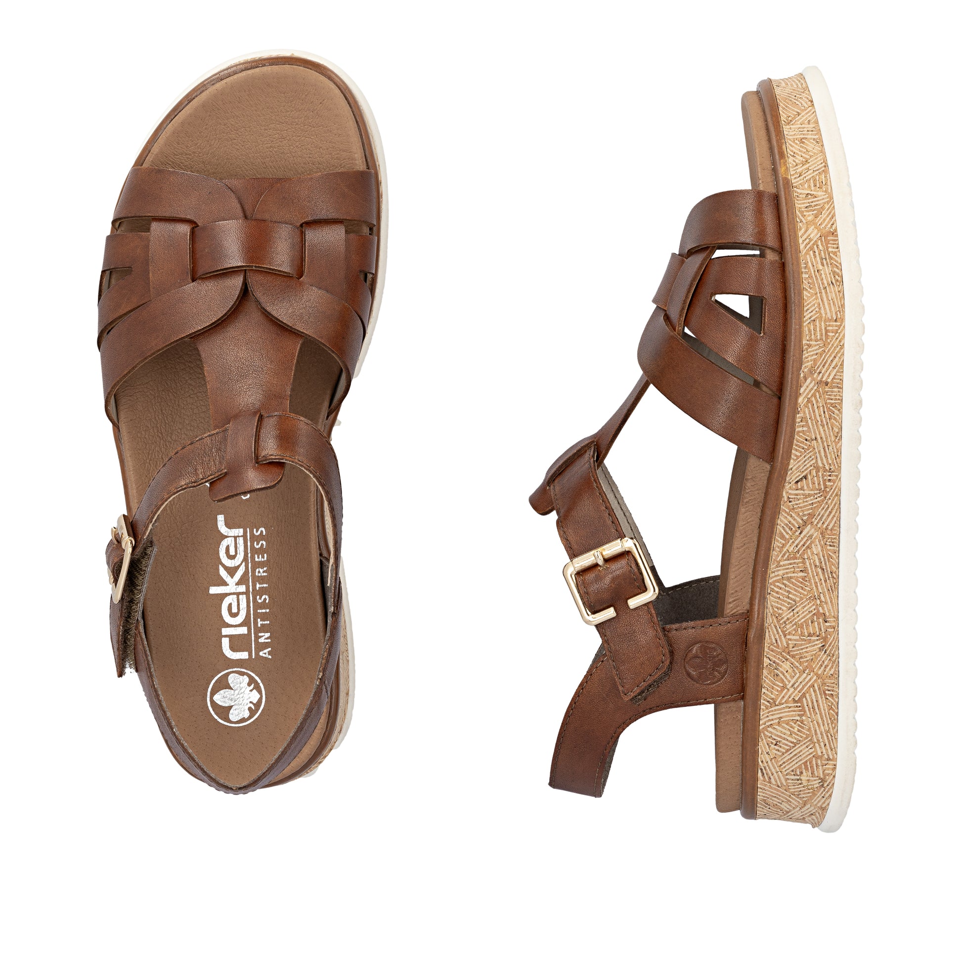 Brown Hook & Loop Sandals for Women | Rieker W0853-24