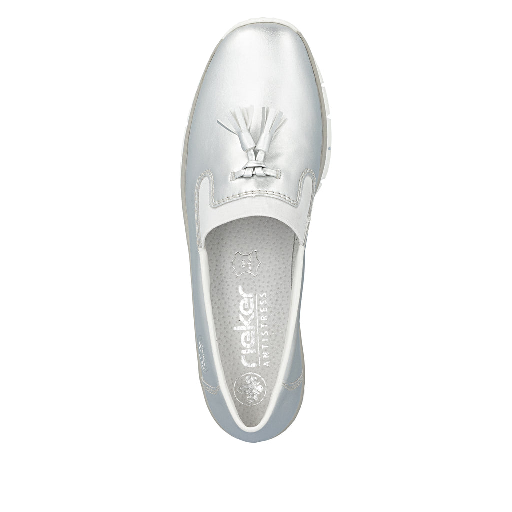 Silver/Platinum Elasticated Shoes for Women | Rieker 53751-90