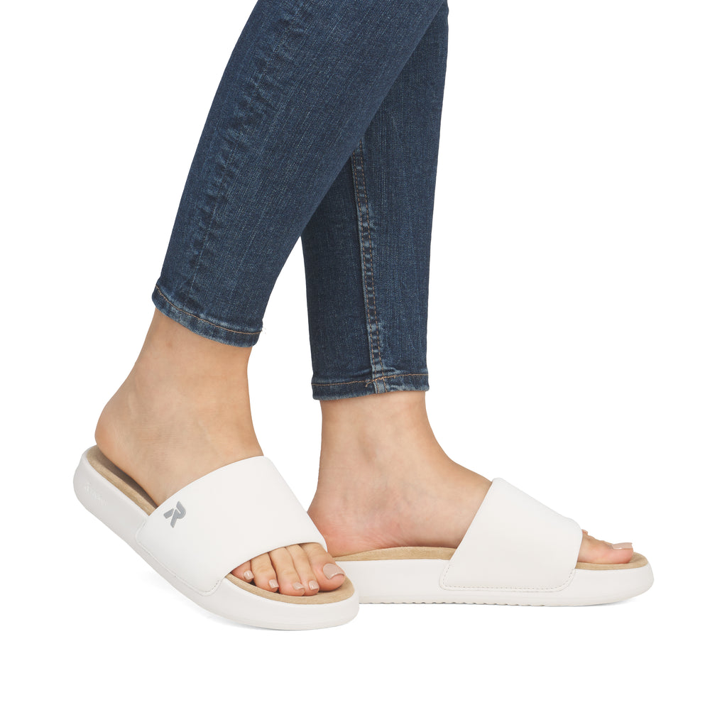 White Slip-On Sandals for Women | Rieker W3250-80