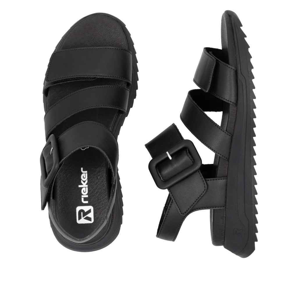 Black Hook & Loop Sandals for Women | Rieker W2950-00