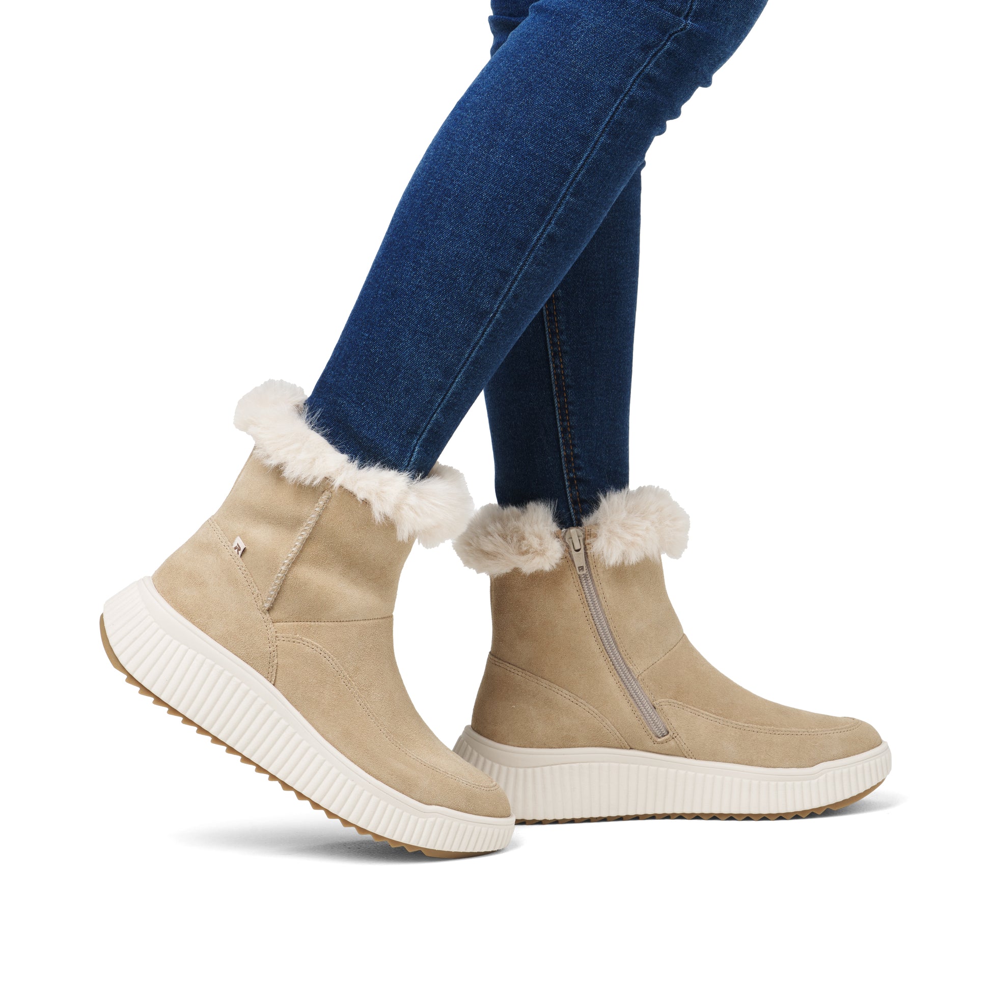 Beige Zip Boots for Women | Rieker Sport W1772-62
