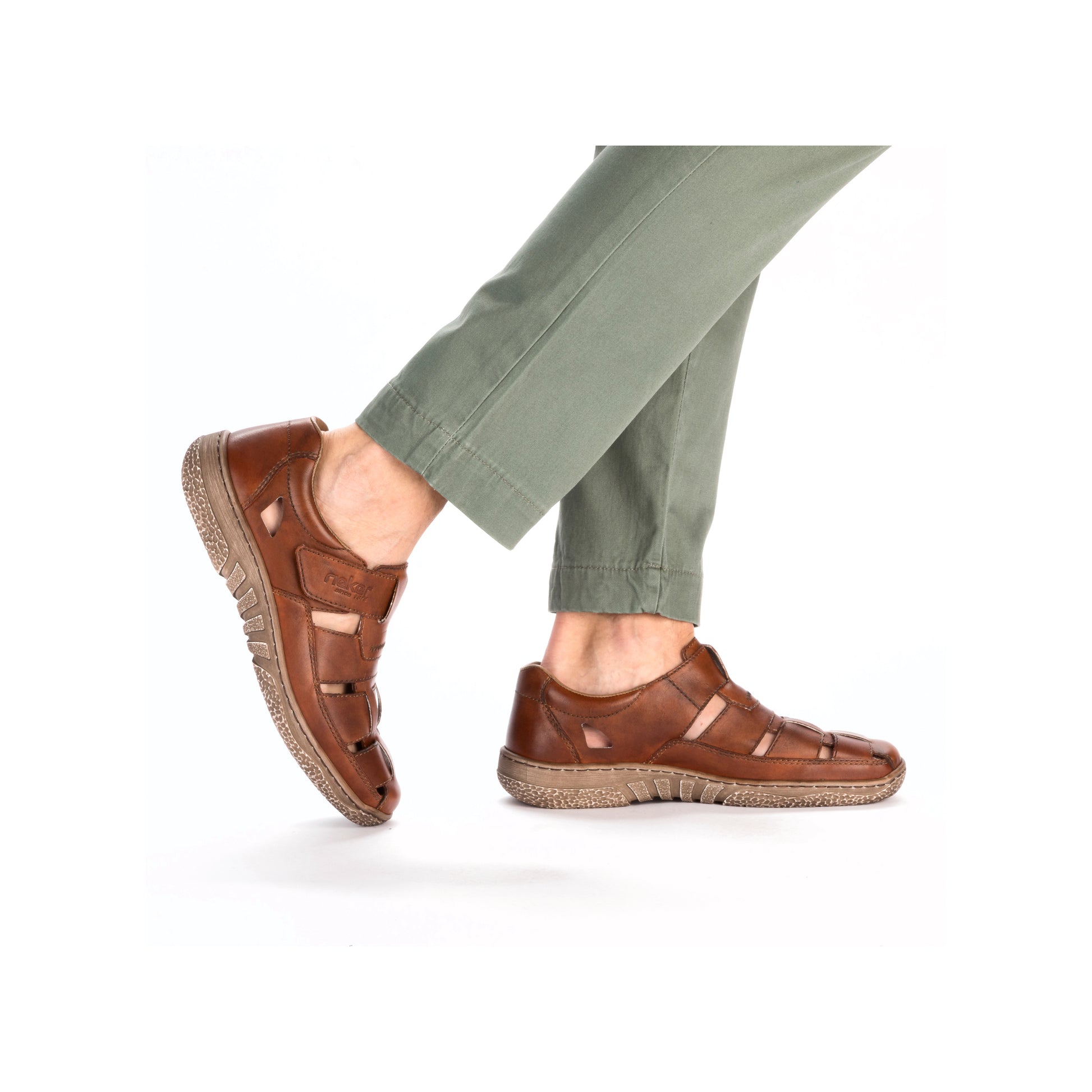 Brown Hook & Loop Shoes for Men | Rieker 03578-24
