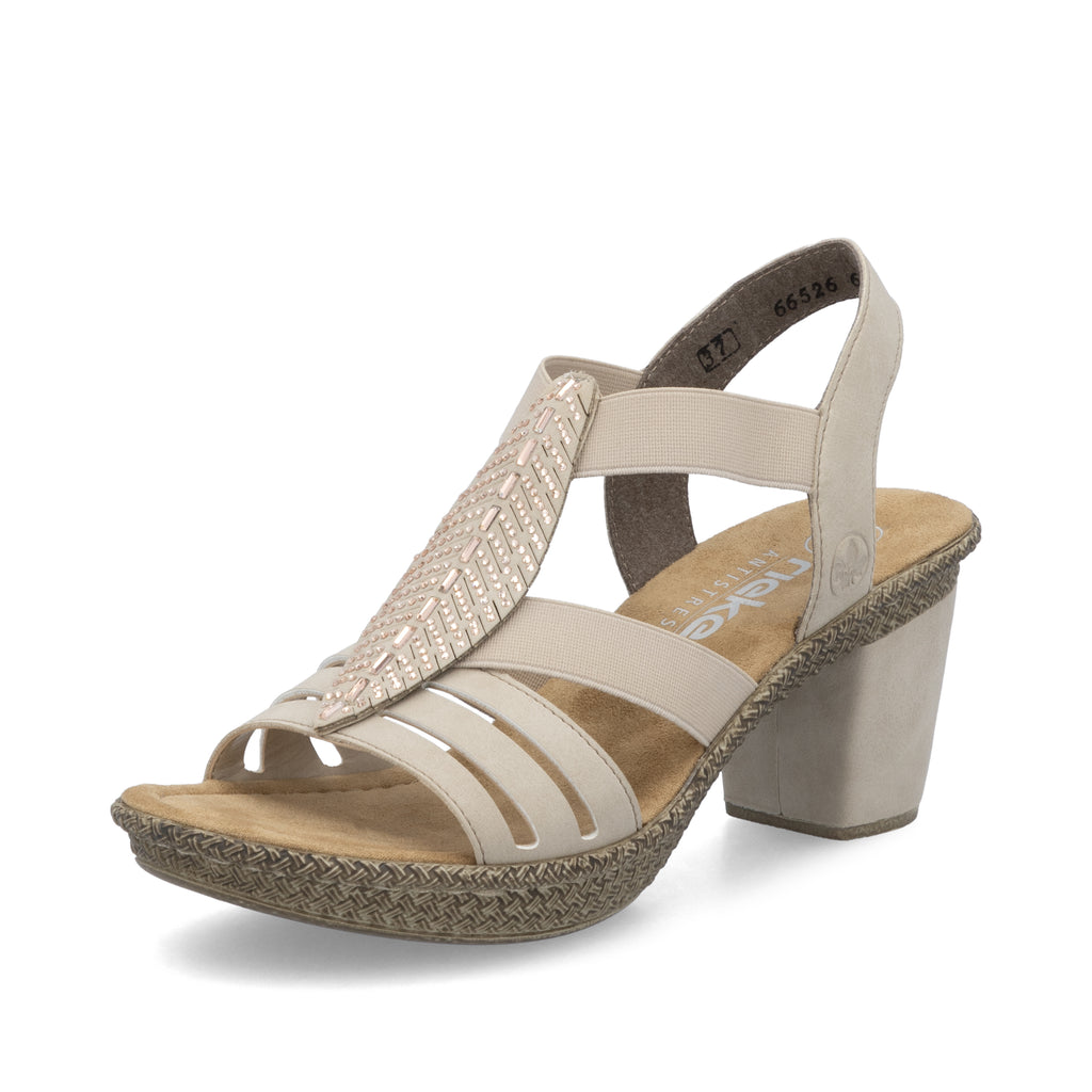 Beige Elasticated Sandals for Women | Rieker 66526-62