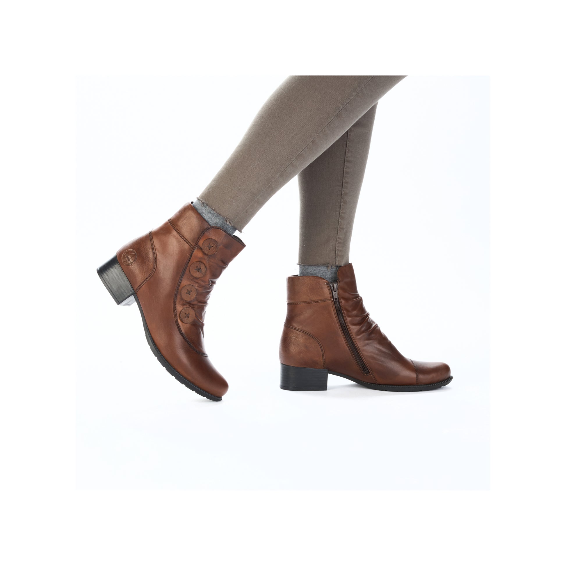 Brown Zip Boots for Women | Rieker 78659-22