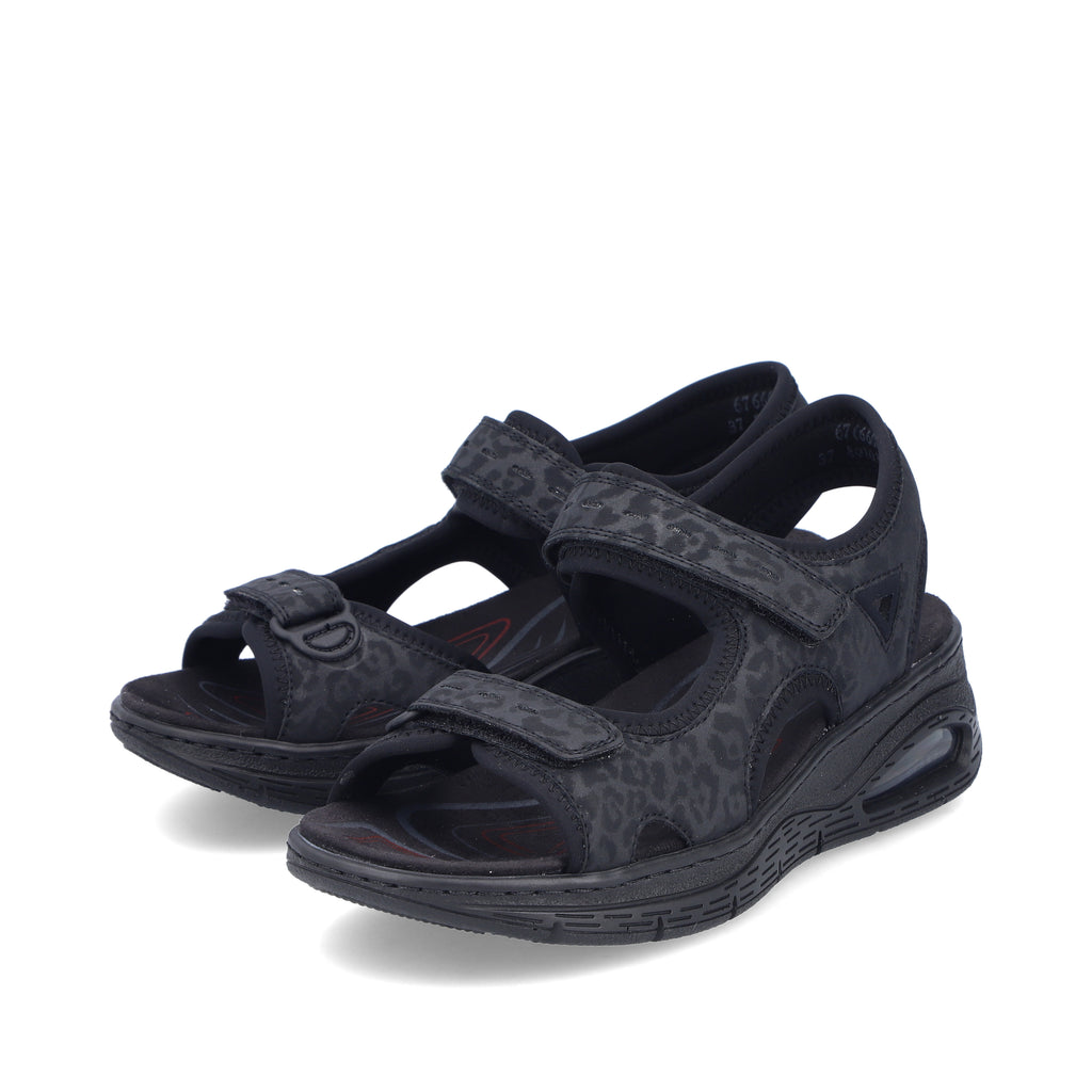 Black Hook & Loop Sandals for Women | Rieker 67666-00