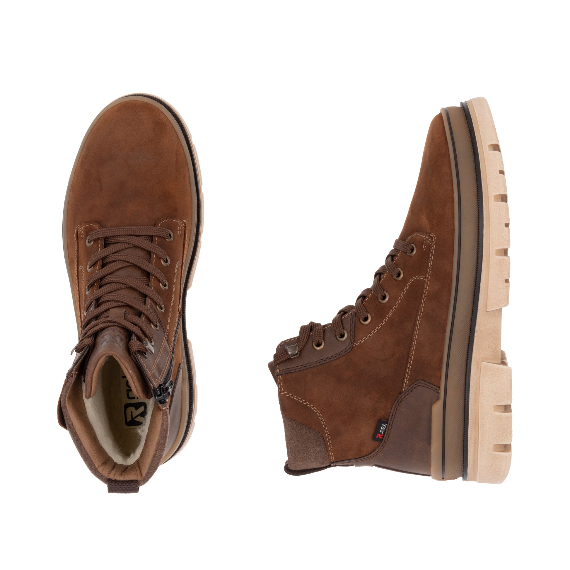 Brown Zip Boots for Men | Rieker Sport U1273-22