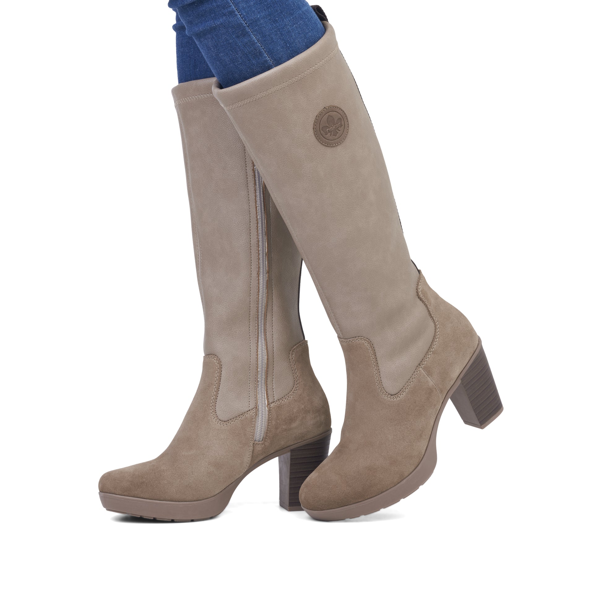 Beige Zip Boots for Women | Rieker Y2255-64