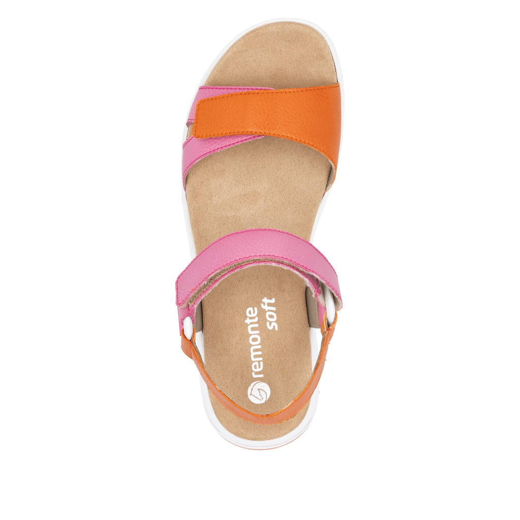 Pink Hook & Loop Sandals for Women | Remonte D1J57-31