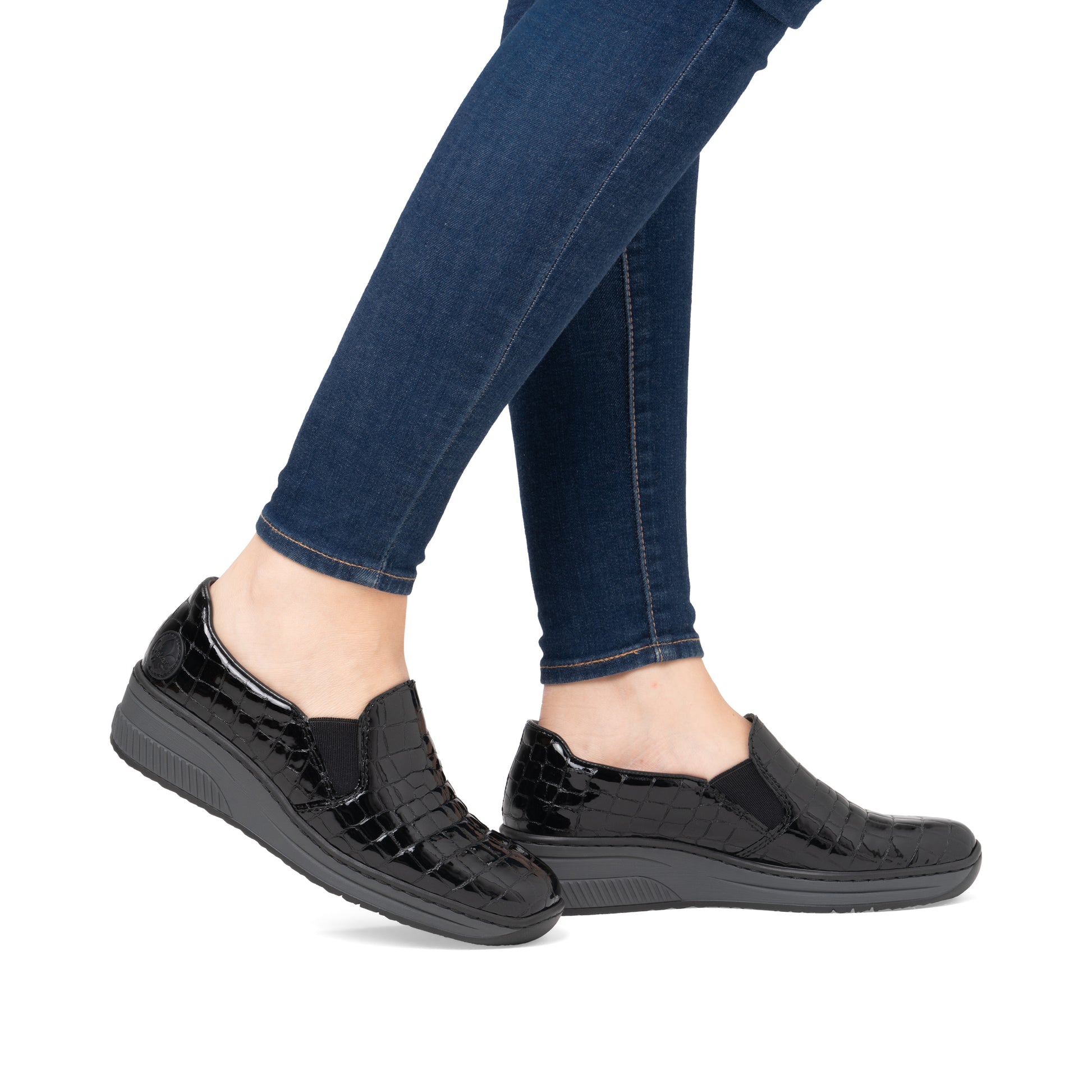 Black Elasticated Shoes for Women | Rieker 48752-00