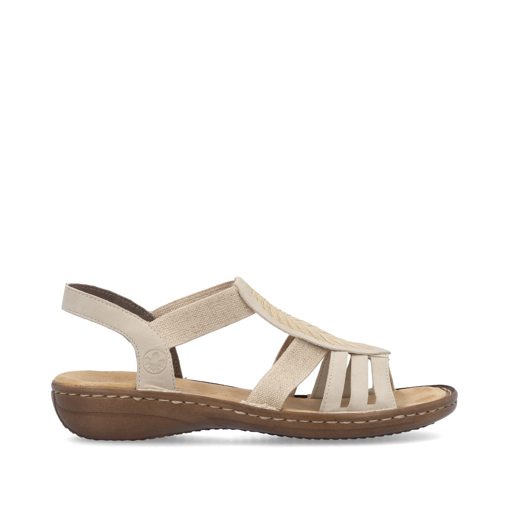 Beige Elasticated Sandals for Women | Rieker 608C0-62