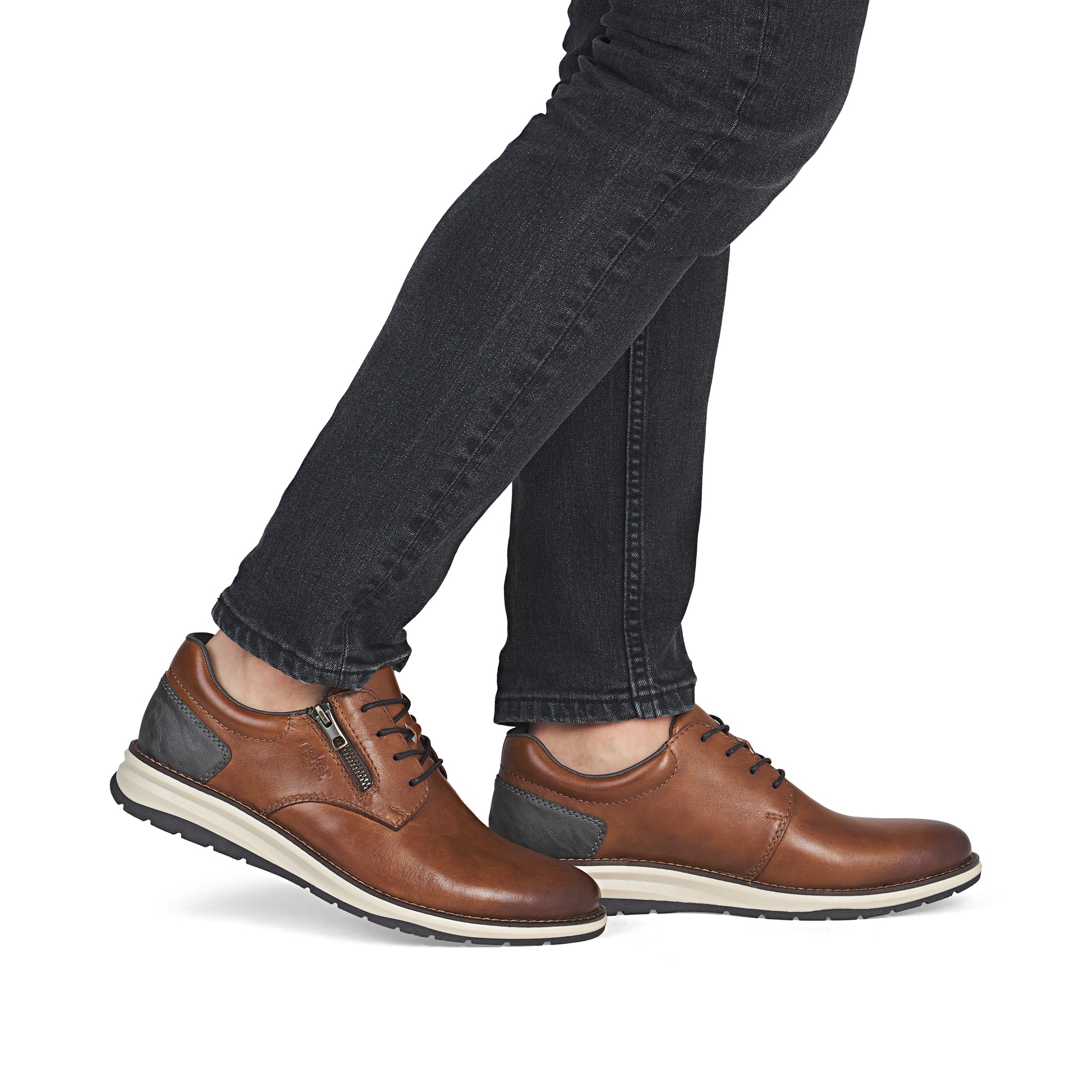 Brown Zip Shoes for Men | Rieker 14706-24