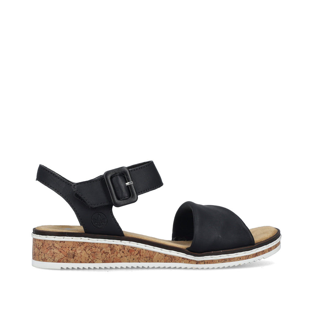 Black Hook & Loop Sandals for Women | Rieker V3691-00