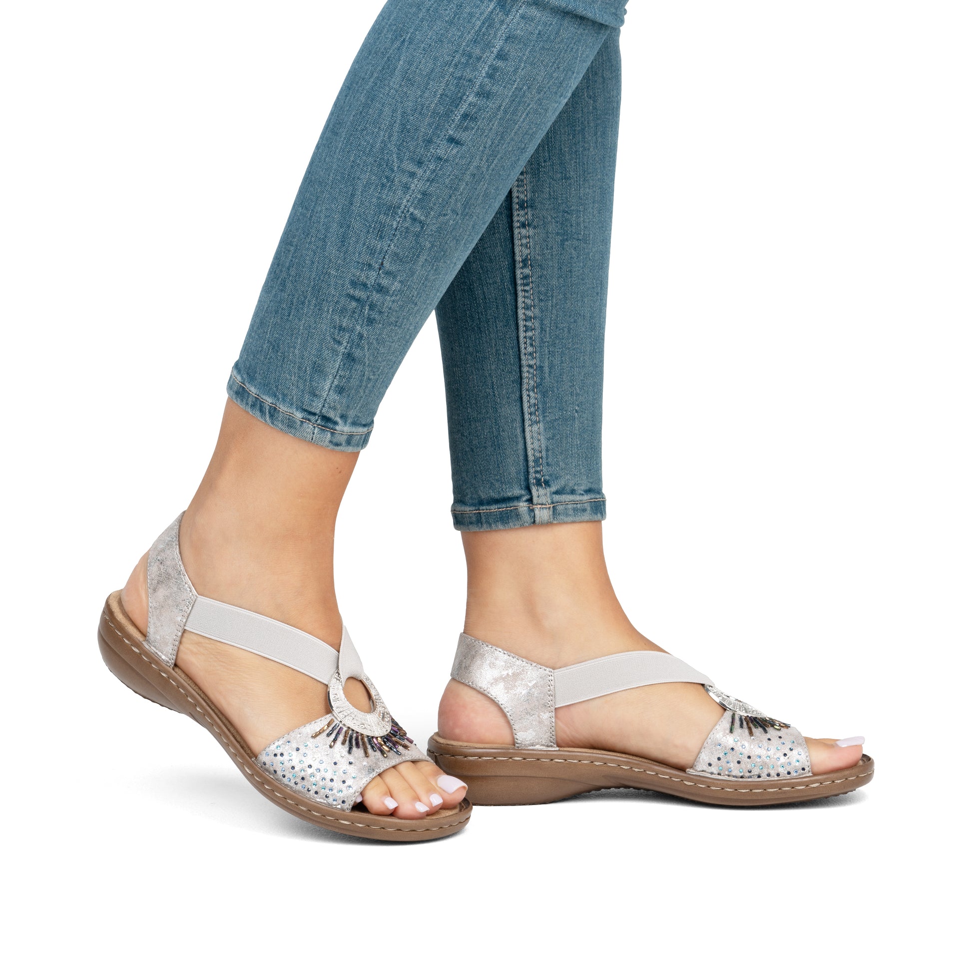 Metallic Elasticated Sandals for Women | Rieker 60880-90