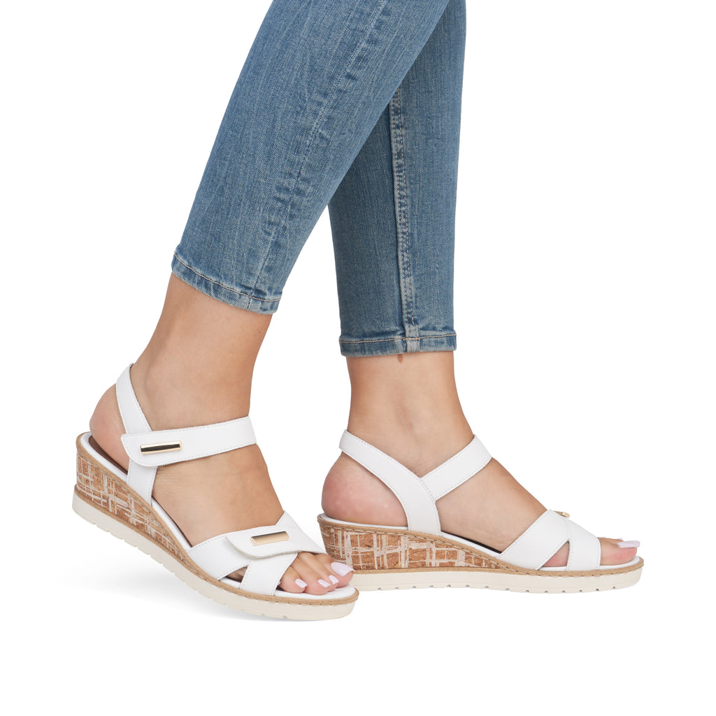 White Hook & Loop Sandals for Women | Remonte R6266-80
